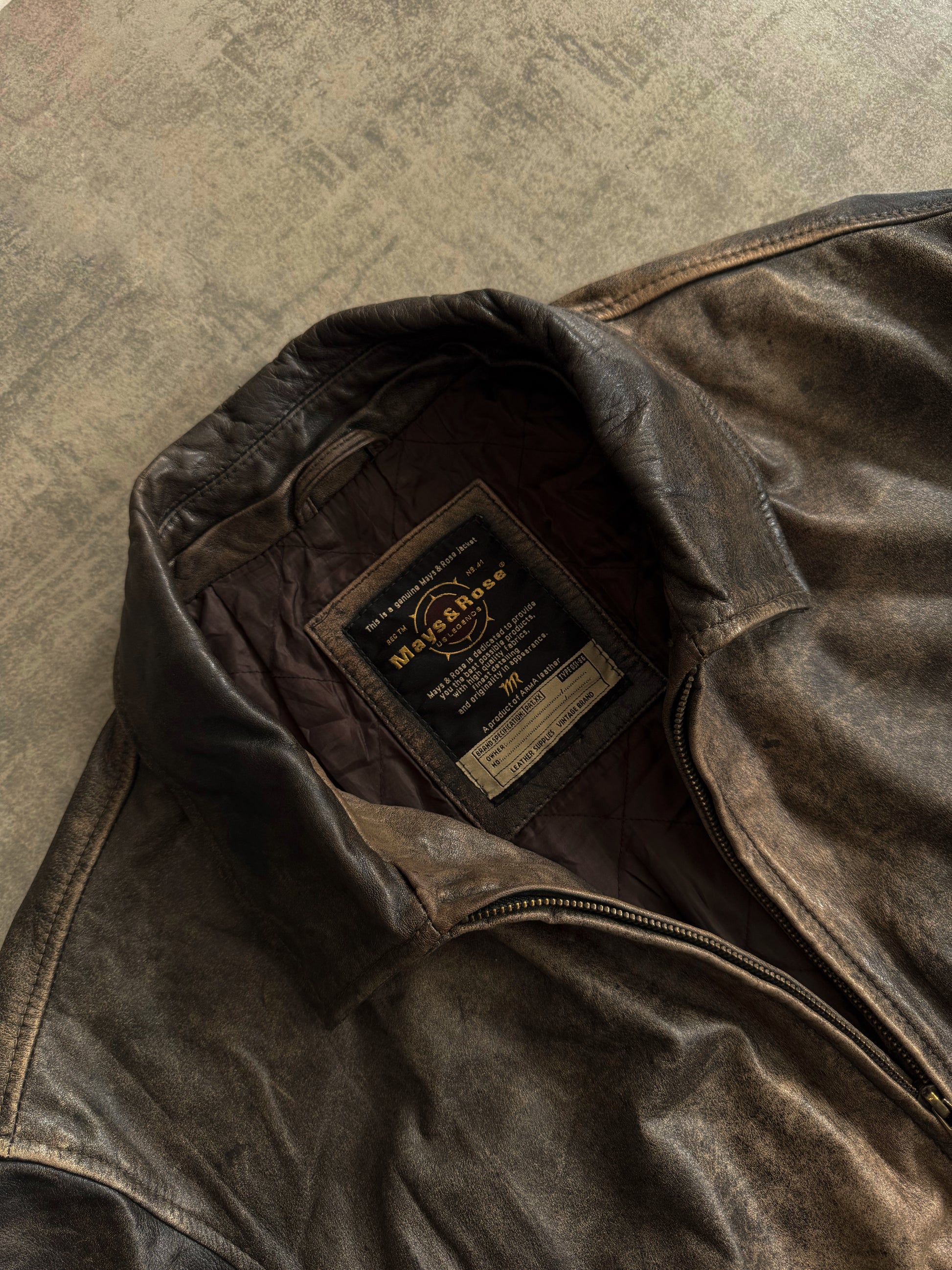 (L) VINTAGE MAY&ROSE FADED LEATHER JACKET