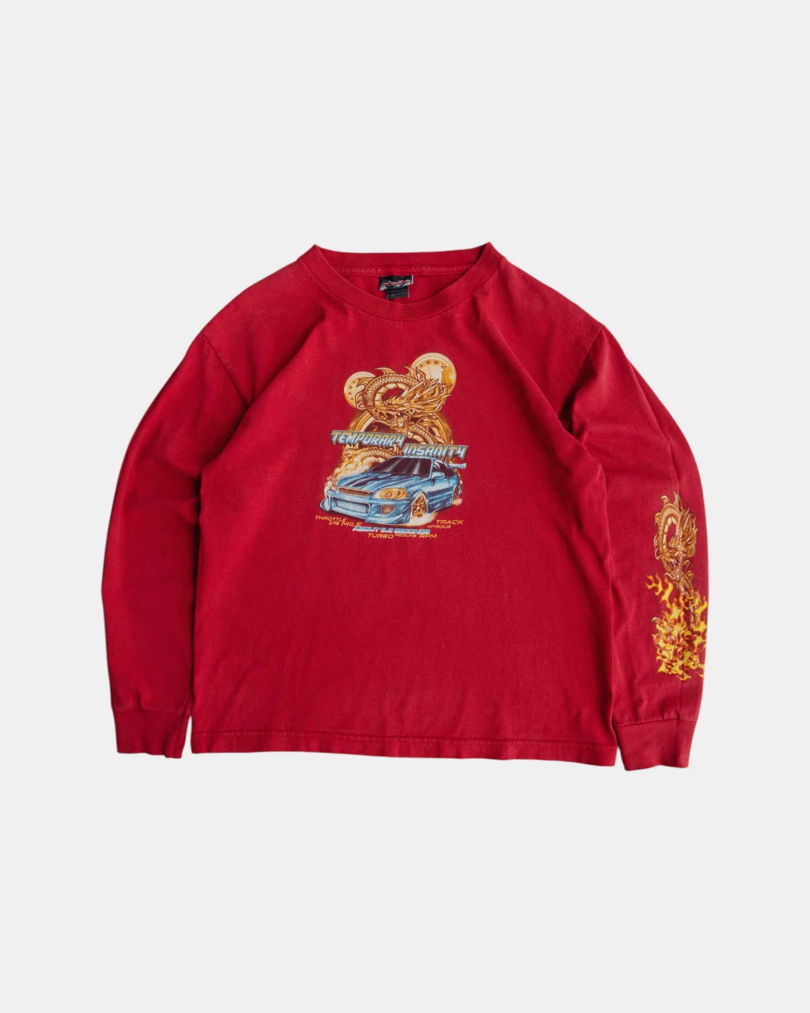 (S) VINTAGE Y2K CAR RACING FLAMES LONG SLEEVE