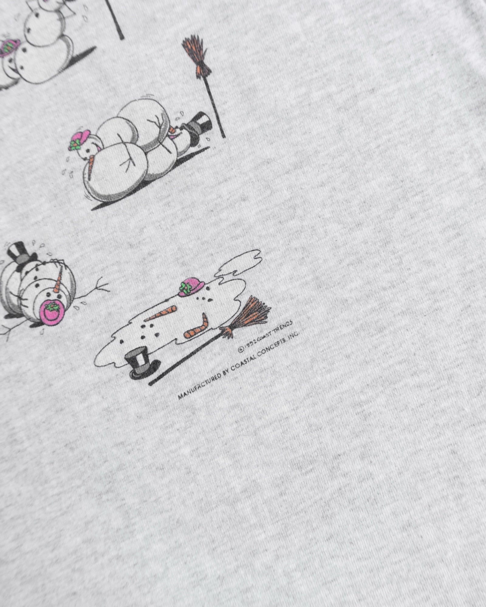 (L) 1992 VINTAGE DOUBLE SIDED SEX POSITIONS SNOWMAN TEE