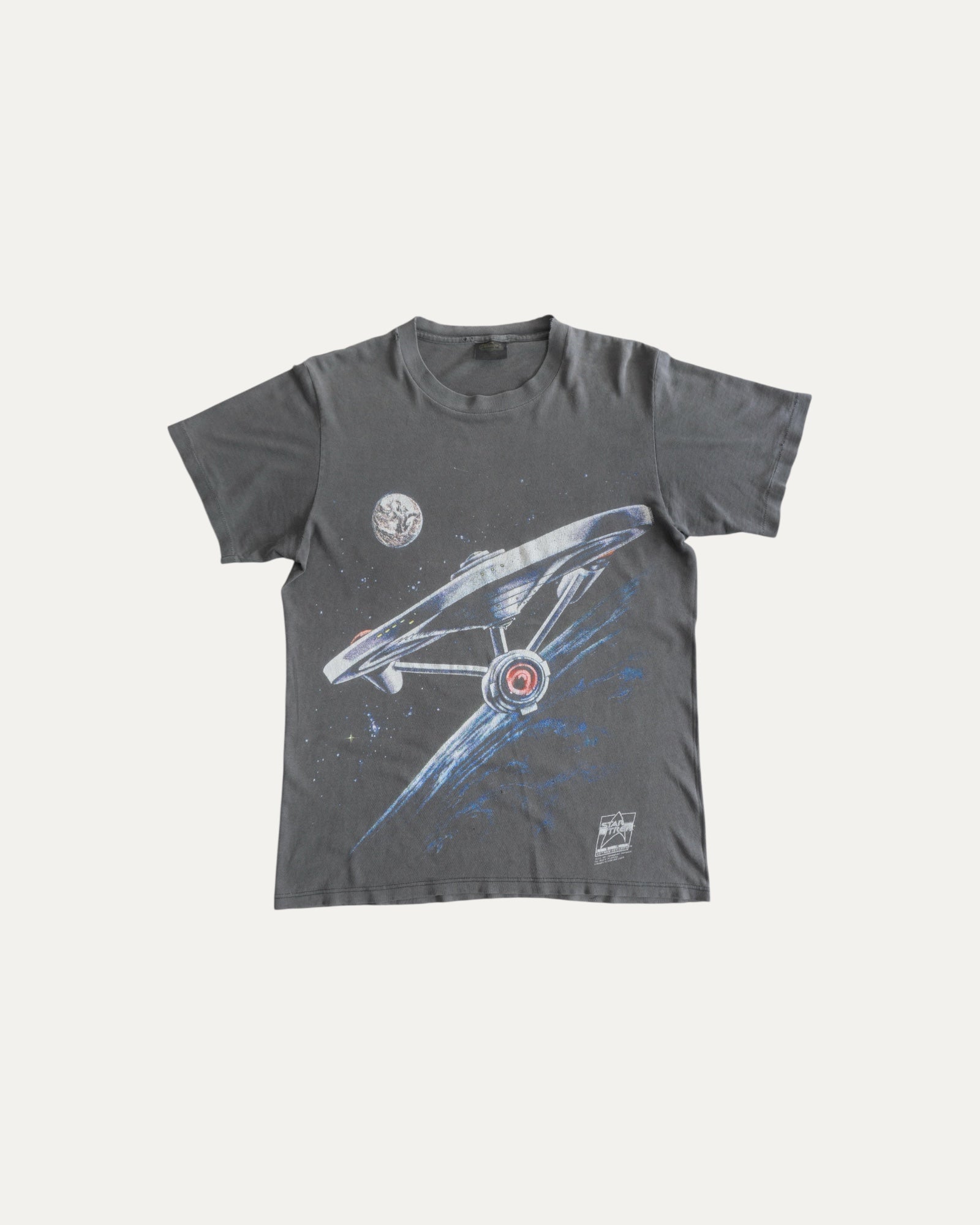 (M) 90’S VINTAGE STAR TREK ENTERPRISE BEAUTIFUL FADED AOP TEE