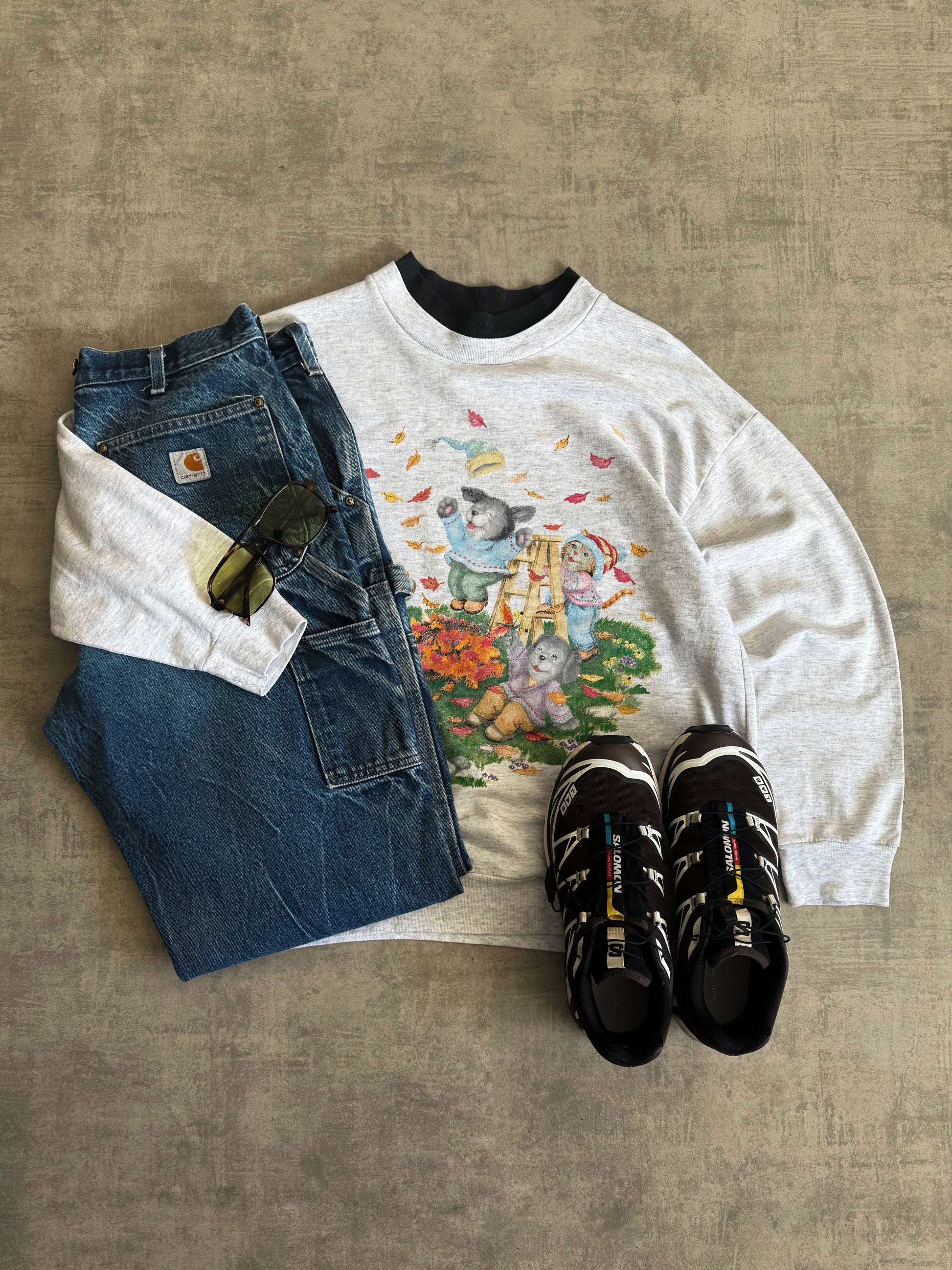 (M) 90’S VINTAGE CAT & DOG FALL CREWNECK