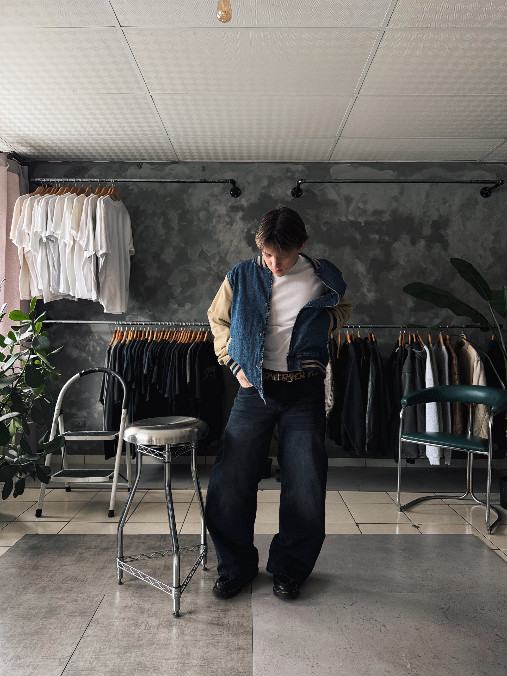 (L) LEVIS SILVER TAB DENIM VARSITY JACKET