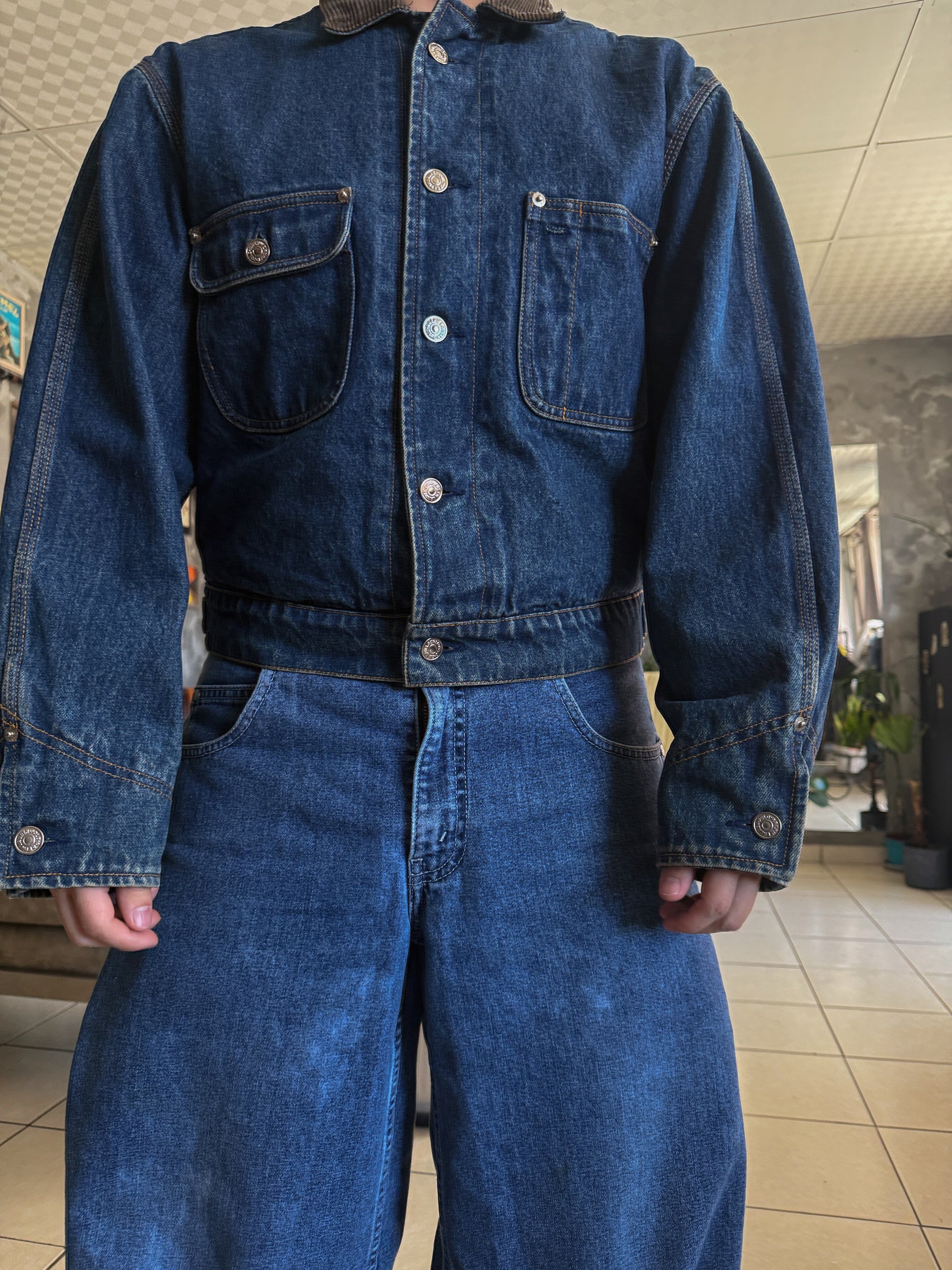 (M) 1990’S RARE PIECE VINTAGE RALPH LAUREN  DENIM AZTEC JACKET