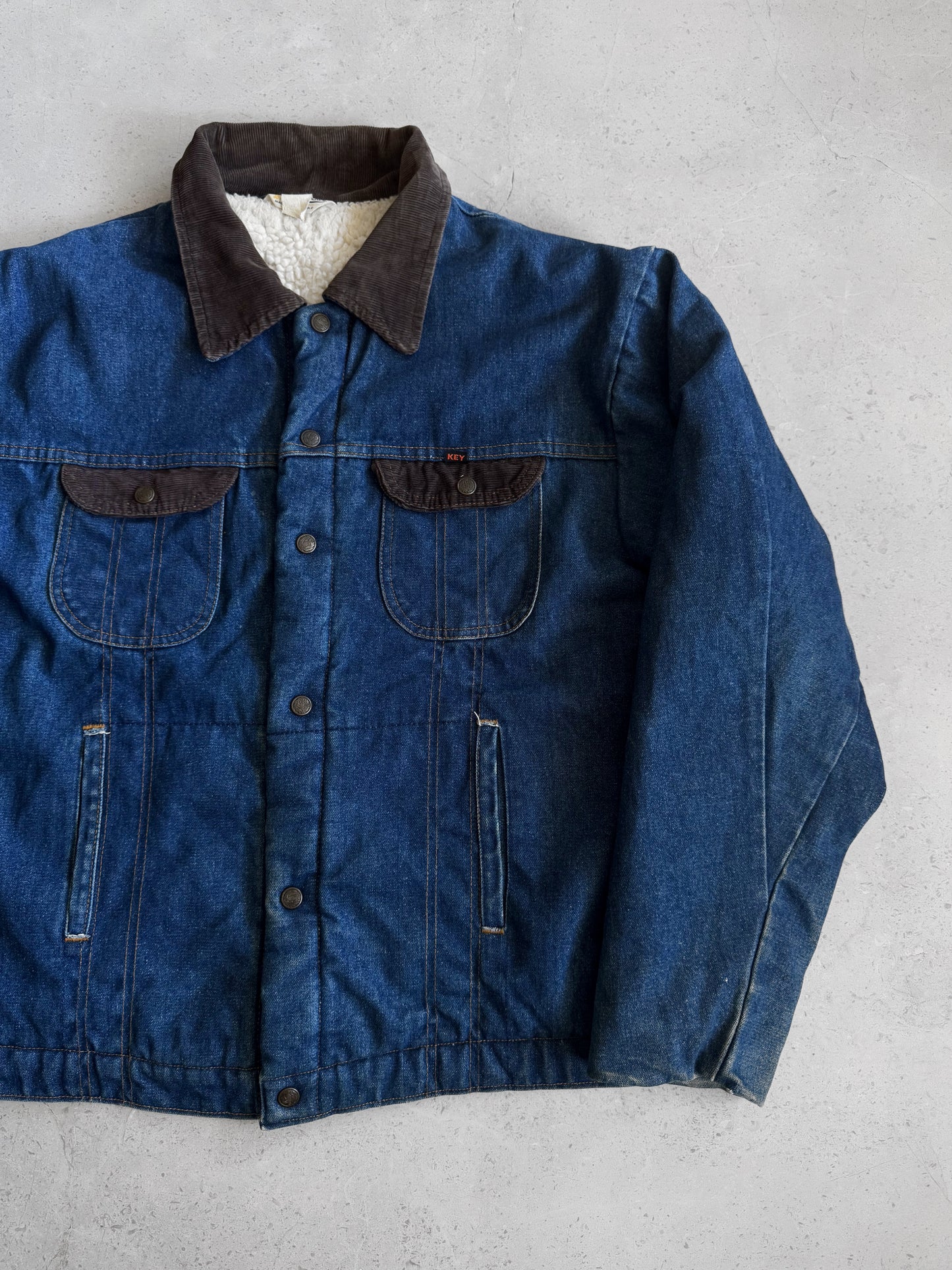 (L-XL) 1970’S VINTAGE KEY DENIM SHERPA JACKET