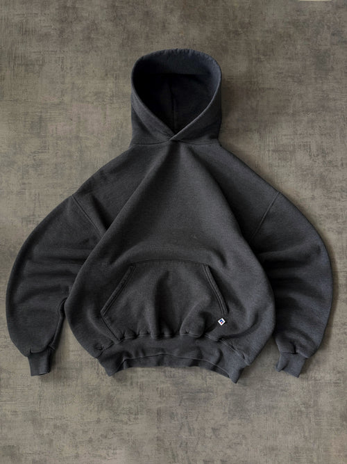(BOXY L) 00’S VINTAGE RUSSELL GRAY BLANK HOODIE