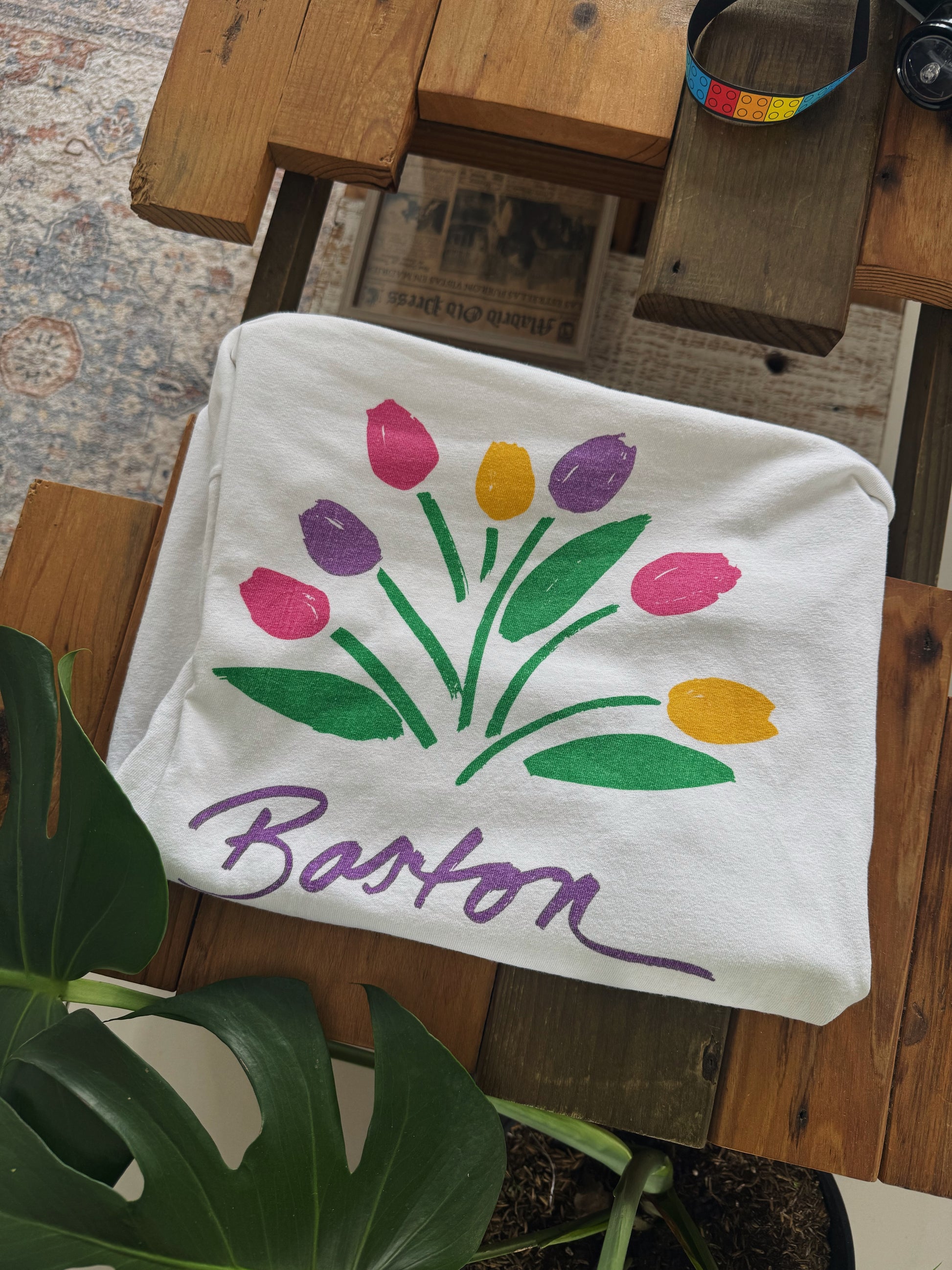 (L) 90’S VINTAGE BOSTON FLOWER ART TEE
