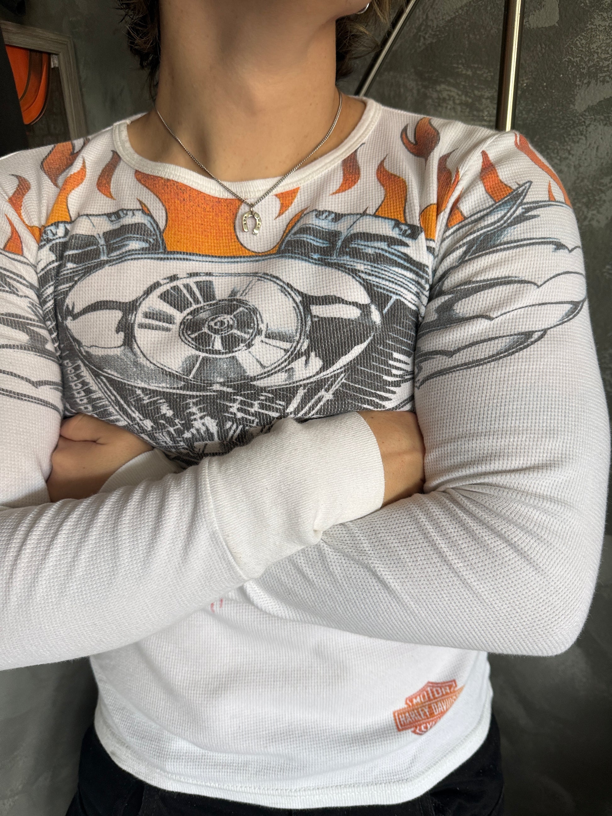 (S) VINTAGE HARLEY DAVIDSON Y2K FLAMES THERMAL