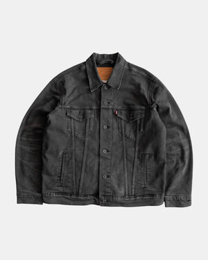 (L) LEVIS TRUCKER BLACK DENIM FADED JACKET