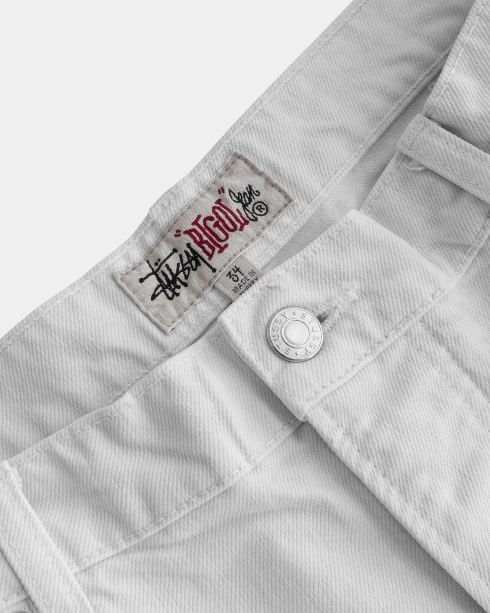 STUSSY WHITE BAGGY PANTS - 34x32