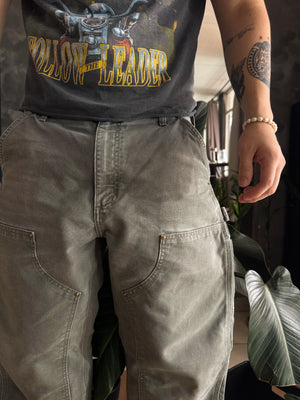 VINTAGE CARHARTT DOUBLE KNEE OLIVE GREEN PANTS - 34x32