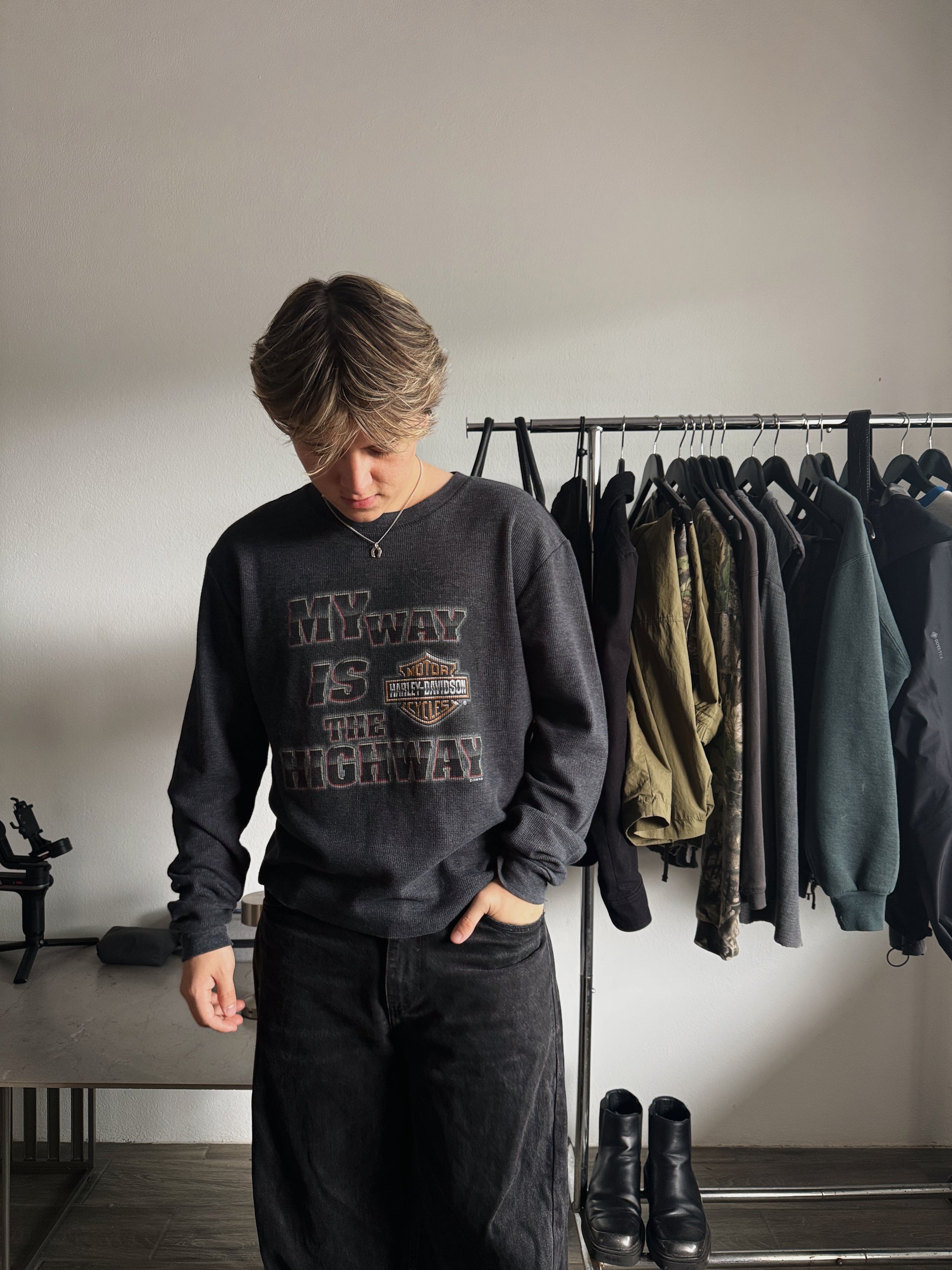 (M) 90’S VINTAGE HARLEY DAVIDSON THERMAL LONG SLEEVE