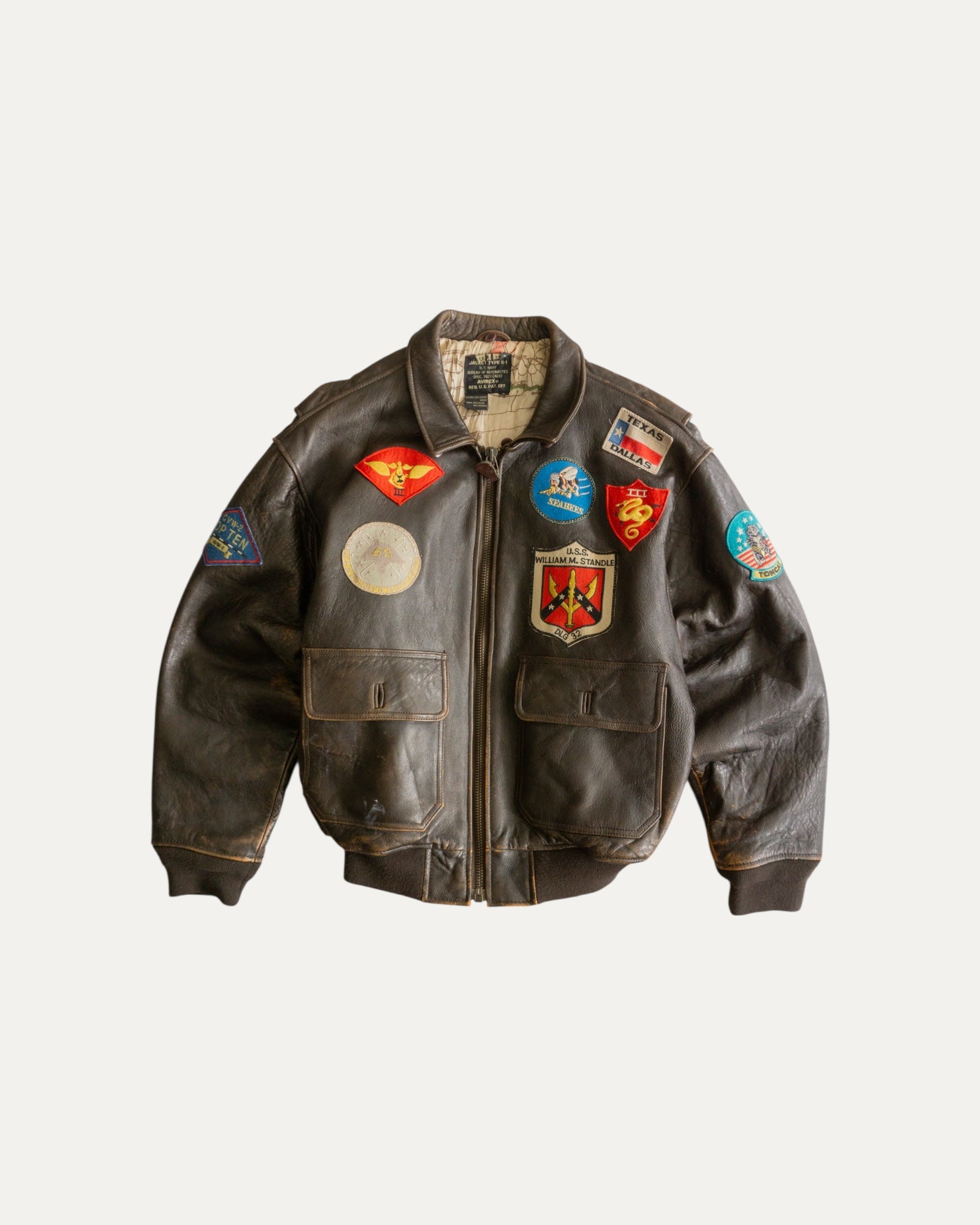 (L) RARE VINTAGE AVIREX LEATHER TYPE G-1 TOP GUN JACKET