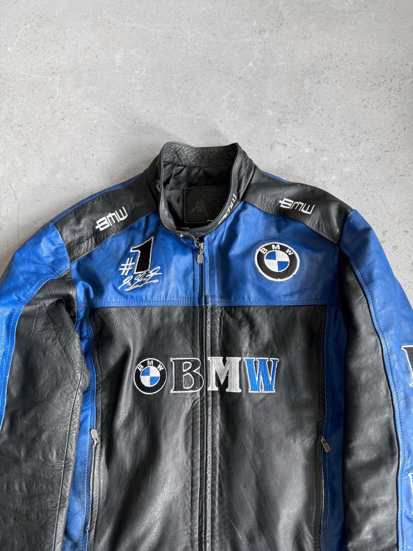 (M-L) Vintage BMW Leather Racing Jacket