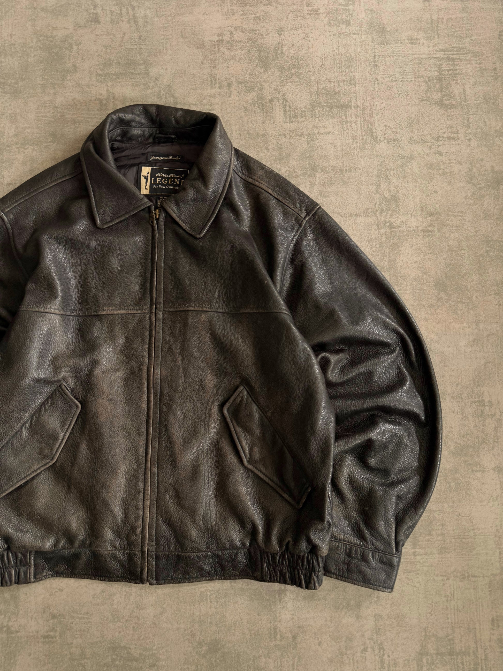 (M) VINTAGE EDDIE LEGEND AMAZING FADED BOMBER LEATHER JACKET