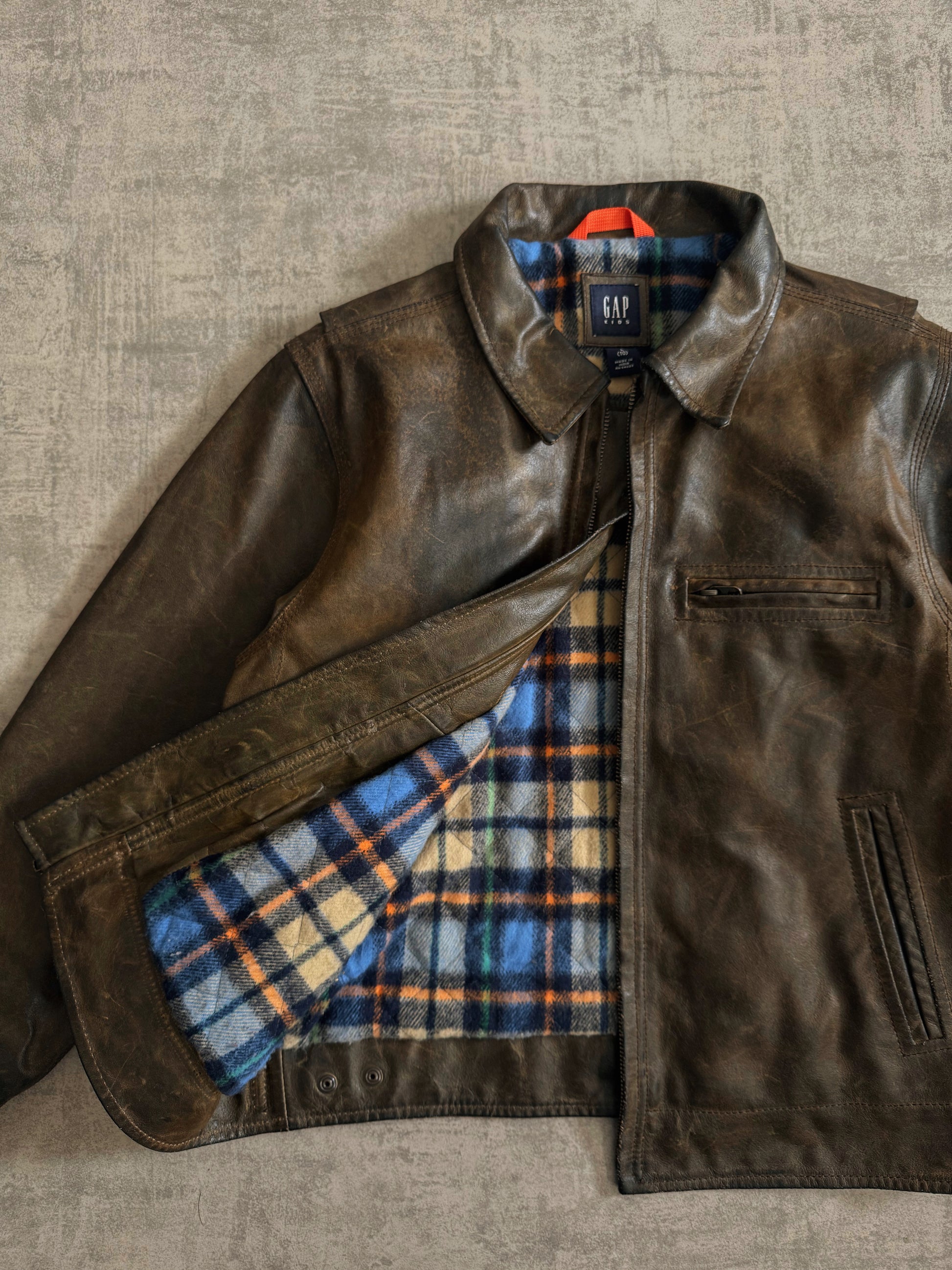 (S) GAP AMAZING FADED LEATHER JACKET