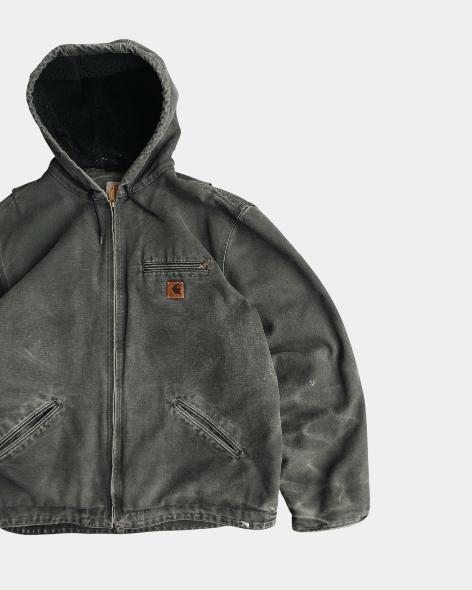 (XL) VINTAGE CARHARTT J141 ACTIVE WASHED DUCK CANVAS SHERPA LINED JACKET
