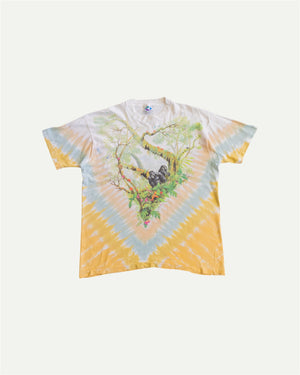 (XL) 90’S VINTAGE LIQUID BLUE JUNGLE TIE DYE GORILLA TEE
