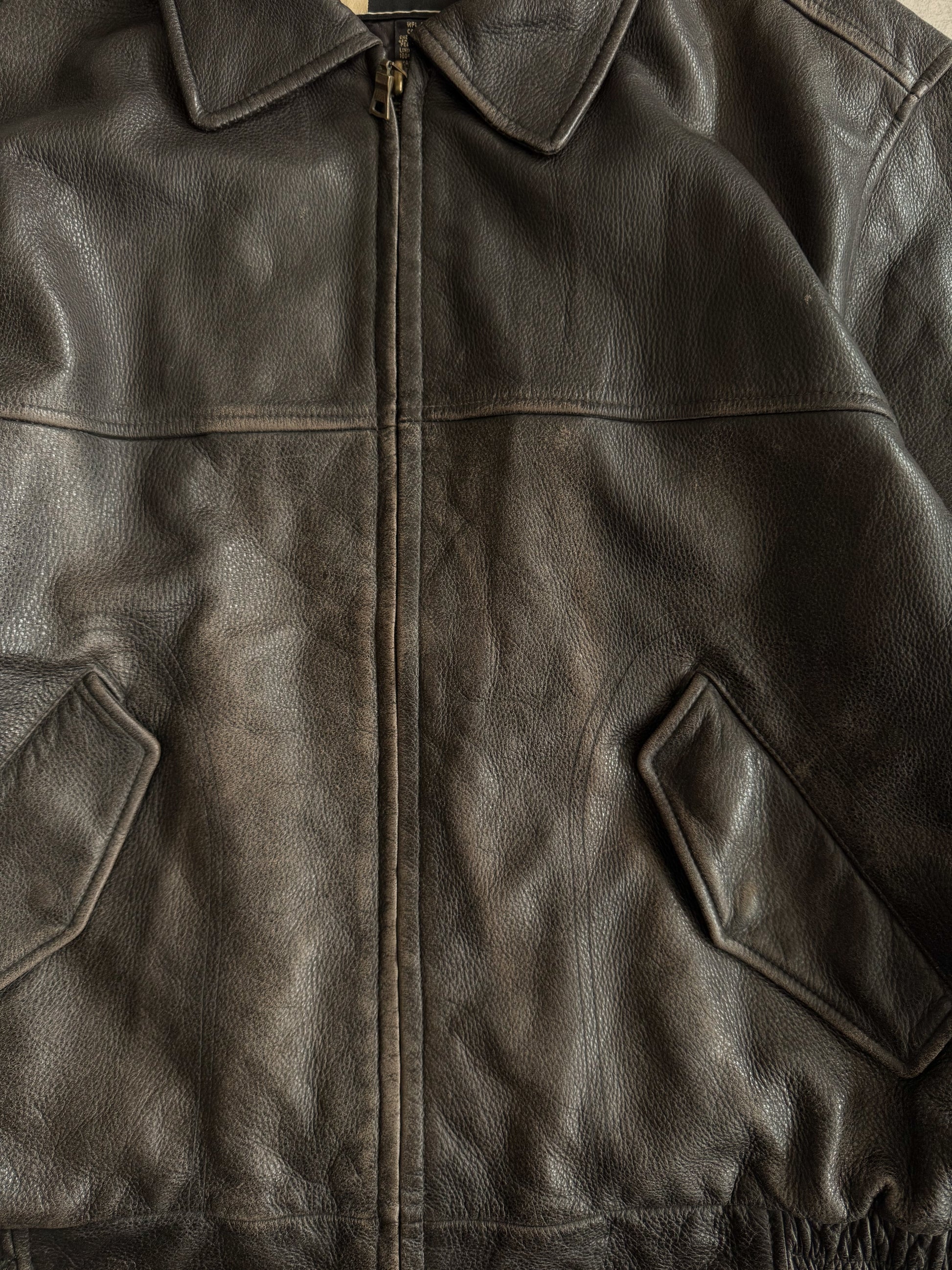 (M) VINTAGE EDDIE LEGEND AMAZING FADED BOMBER LEATHER JACKET
