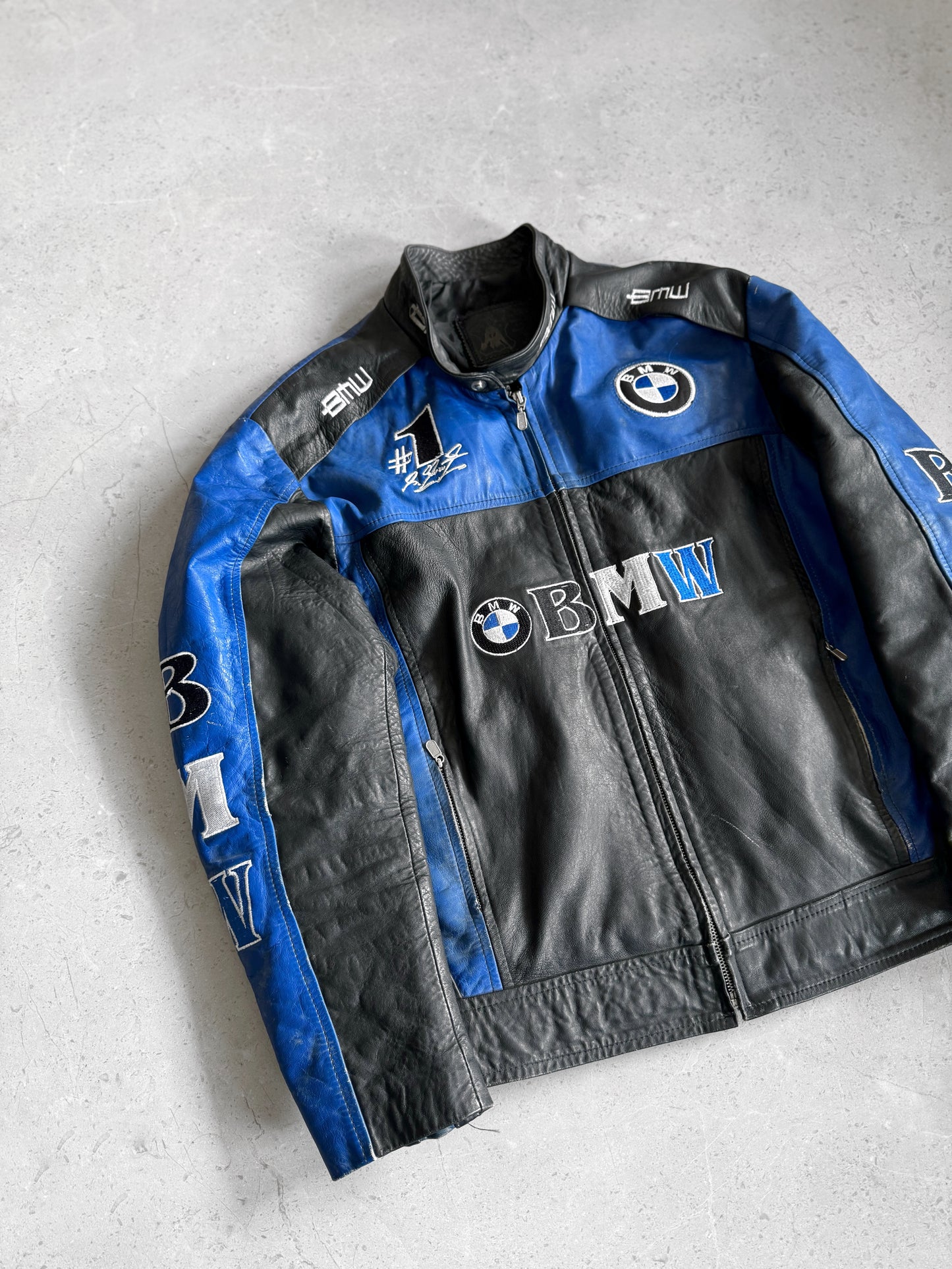 (M-L) Vintage BMW Leather Racing Jacket