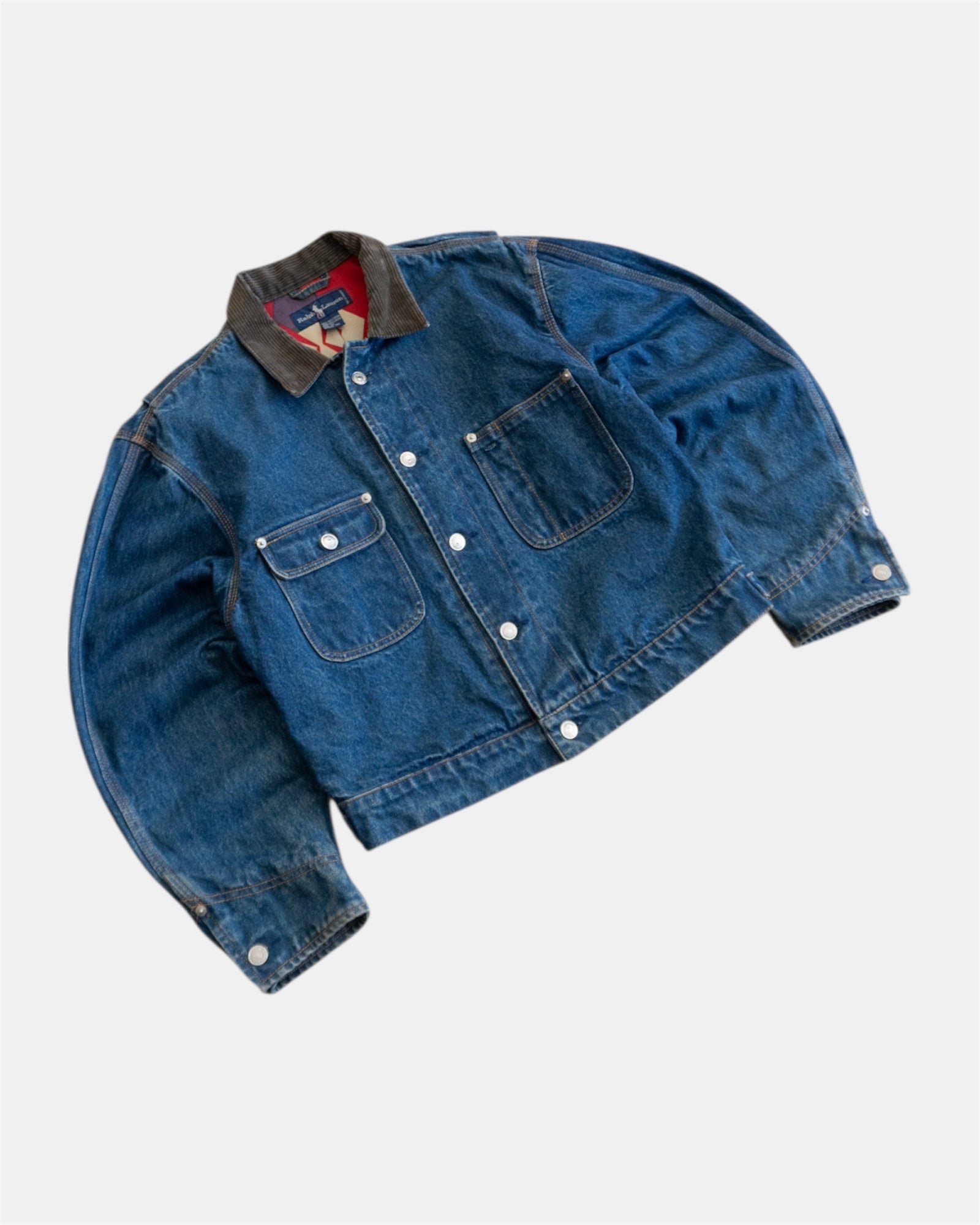 (M) 1990’S RARE PIECE VINTAGE RALPH LAUREN  DENIM AZTEC JACKET