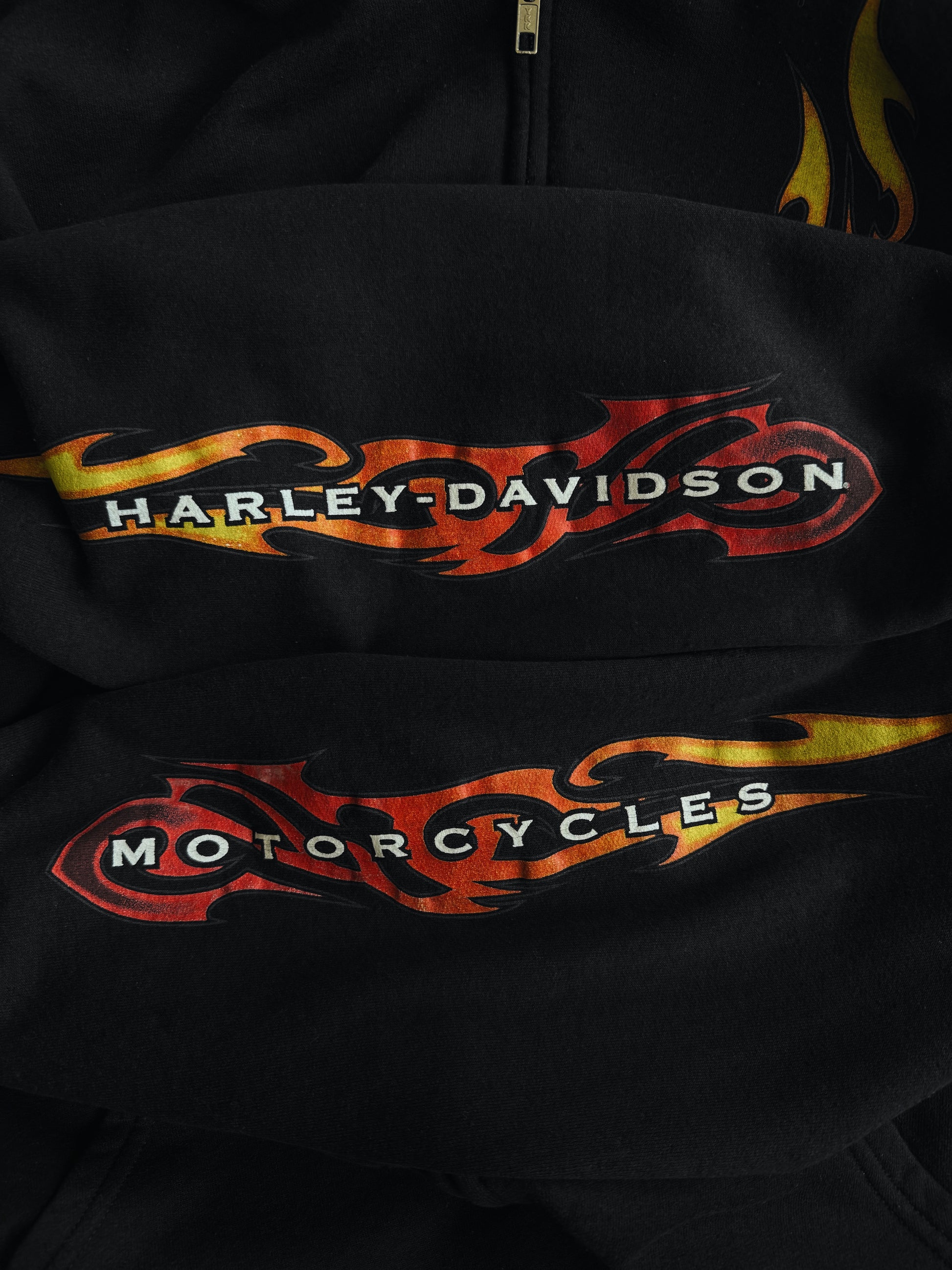 (L/XL) HARLEY DAVIDSON FLAMES HOODIE FULL ZIP