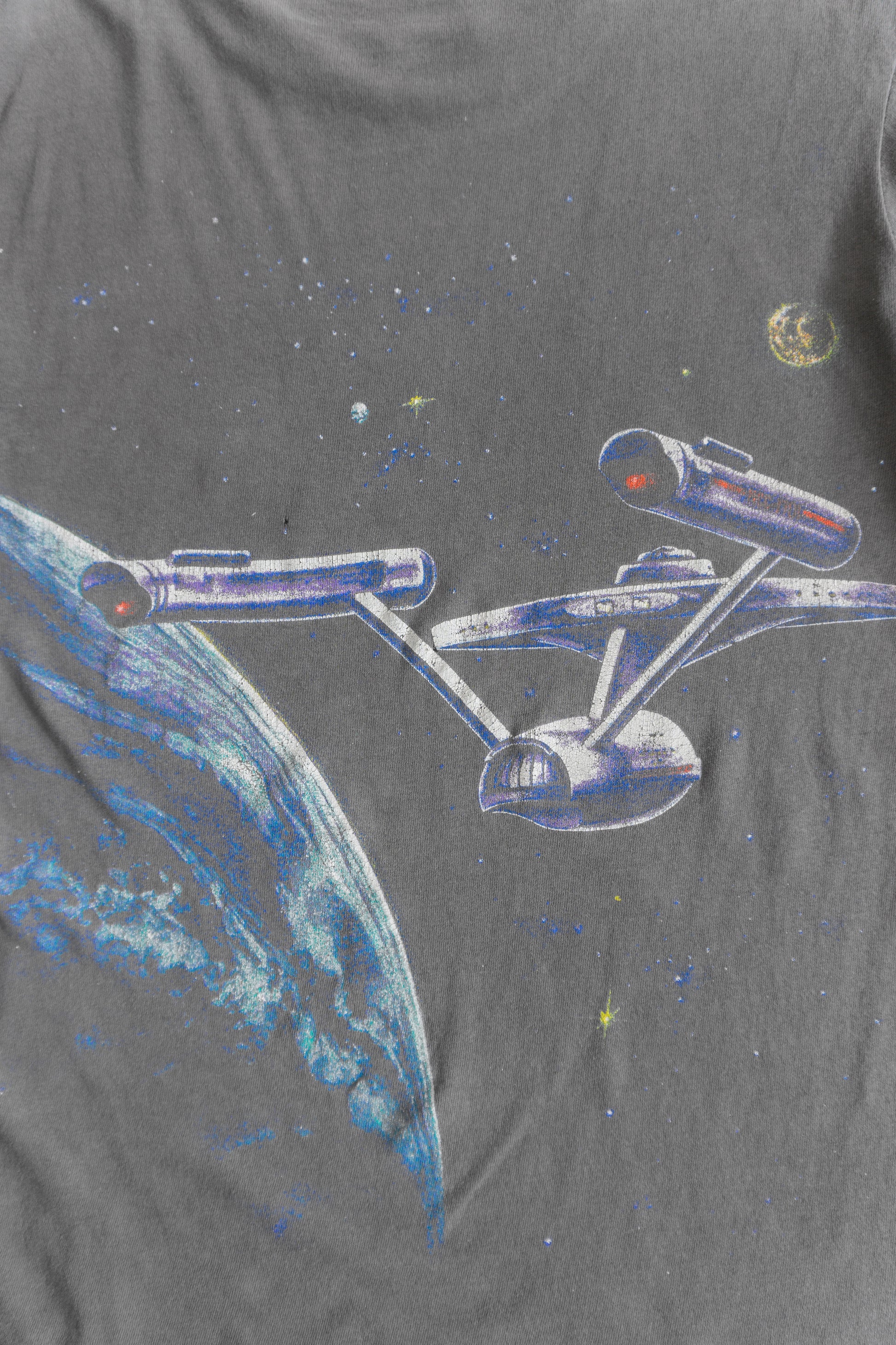 (M) 90’S VINTAGE STAR TREK ENTERPRISE BEAUTIFUL FADED AOP TEE
