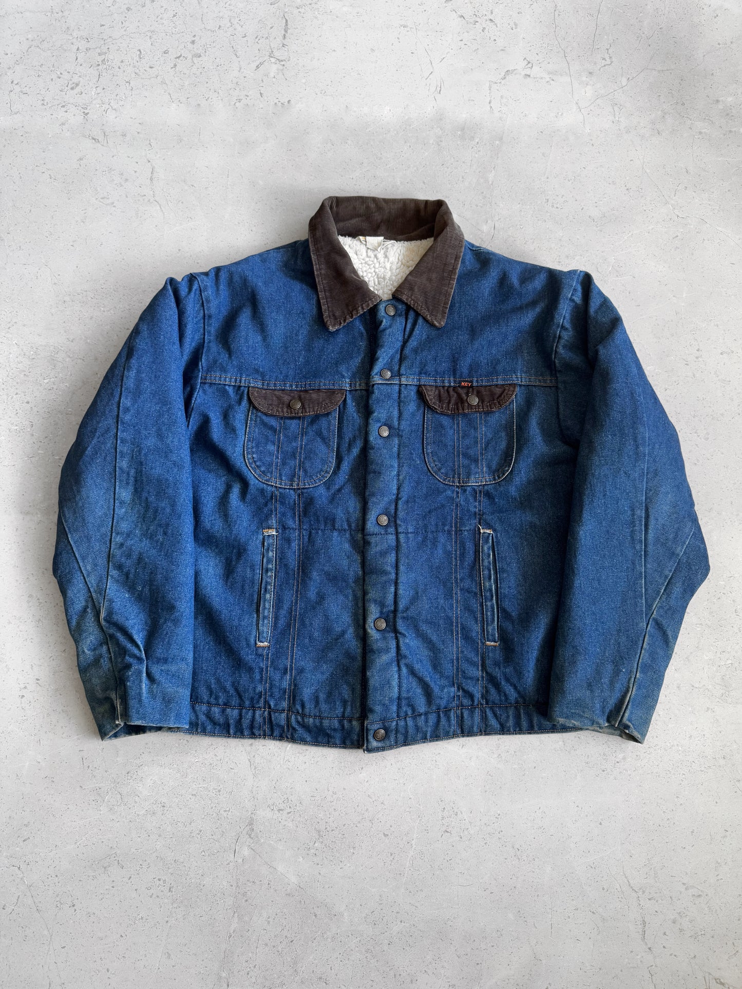 (L-XL) 1970’S VINTAGE KEY DENIM SHERPA JACKET