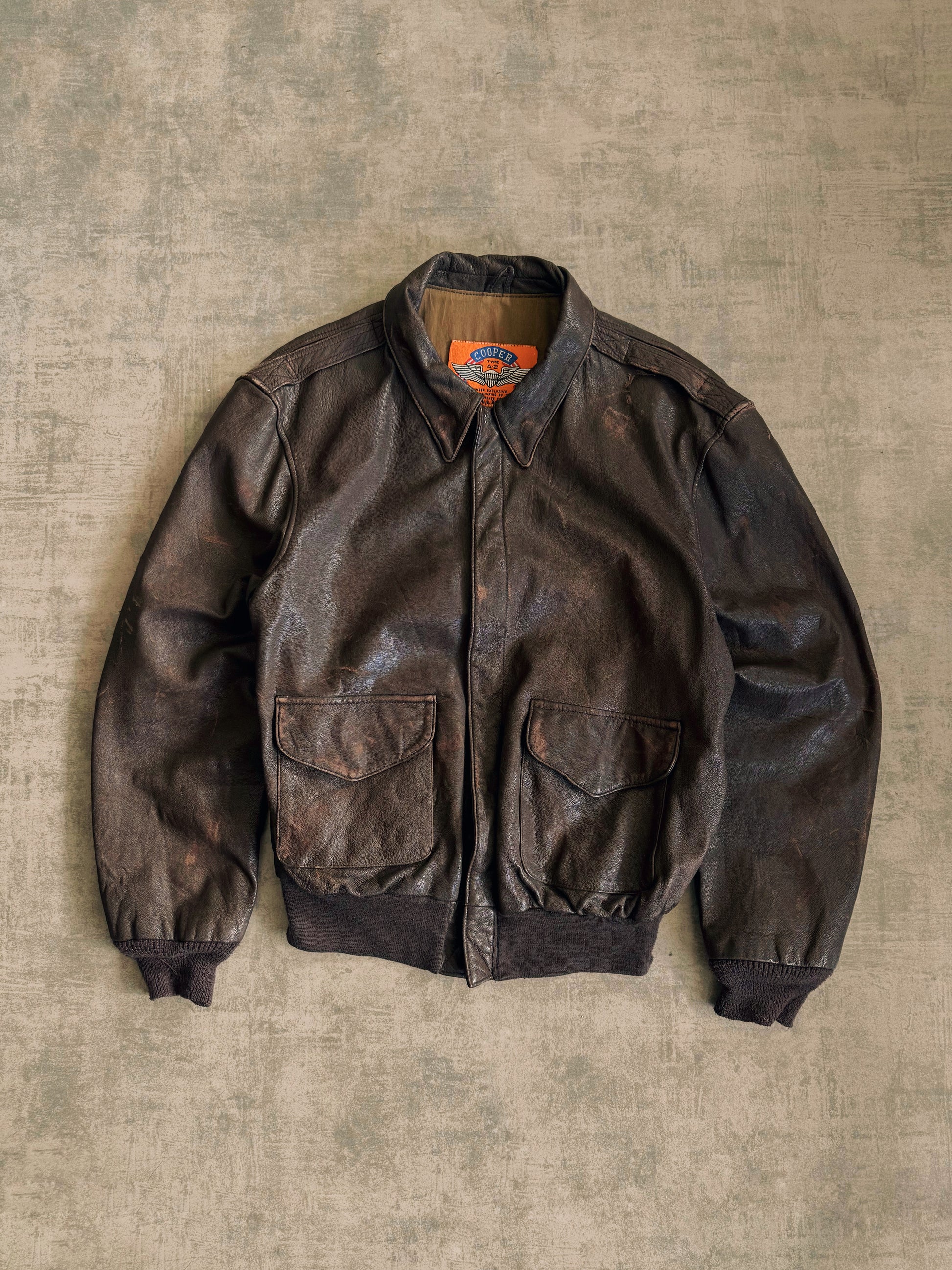 (L) 90’S VINTAGE COOPER TYPE A-2 LEATHER SMOKE JACKET
