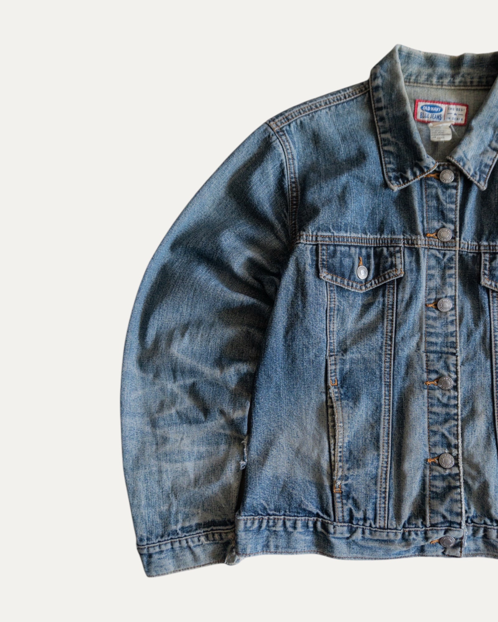 (S) 90’S VINTAGE OLD NAVY DENIM DISTRESSED JACKET