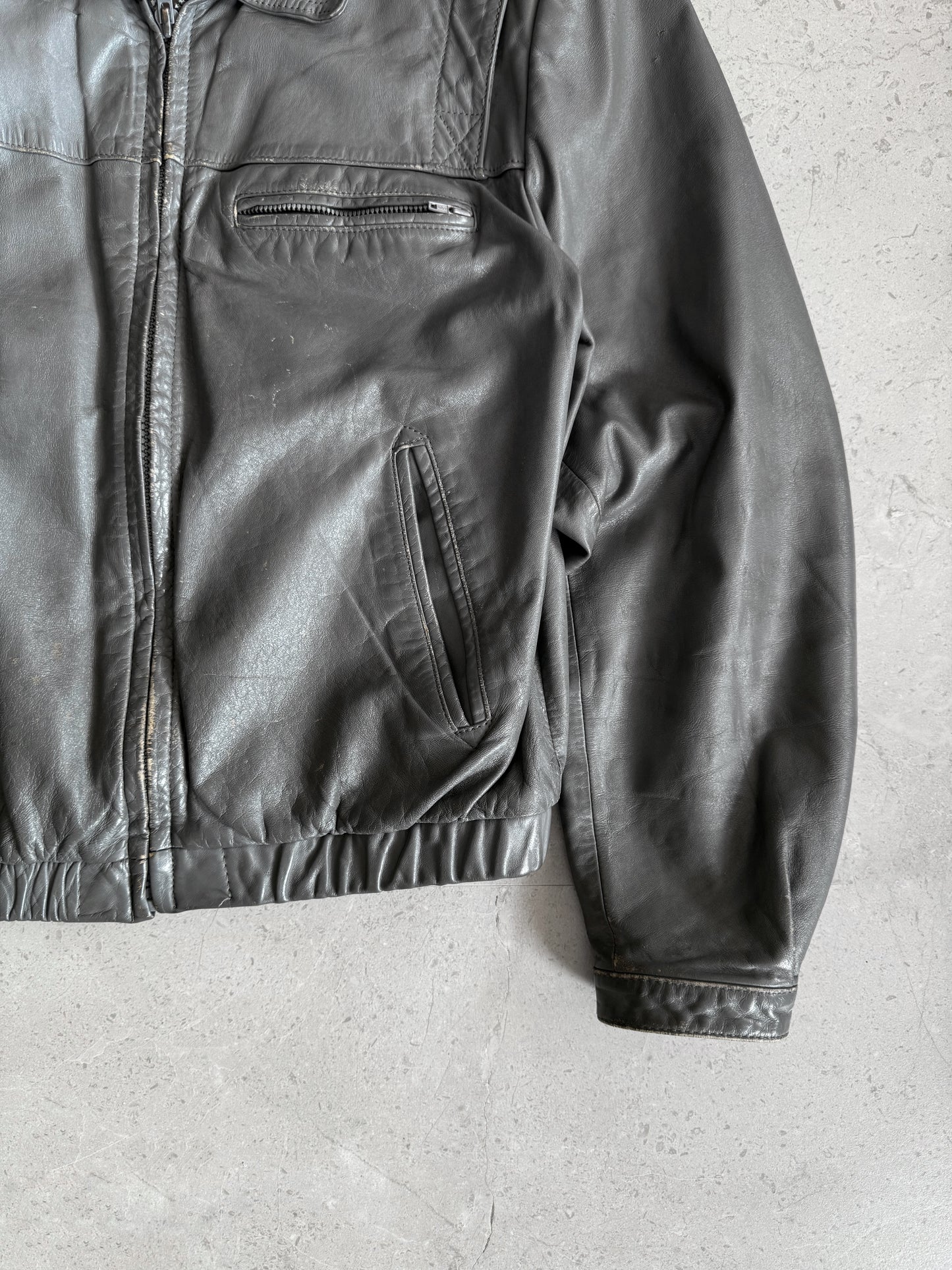 (S) Vintage Wilsons Leather Silver Jacket