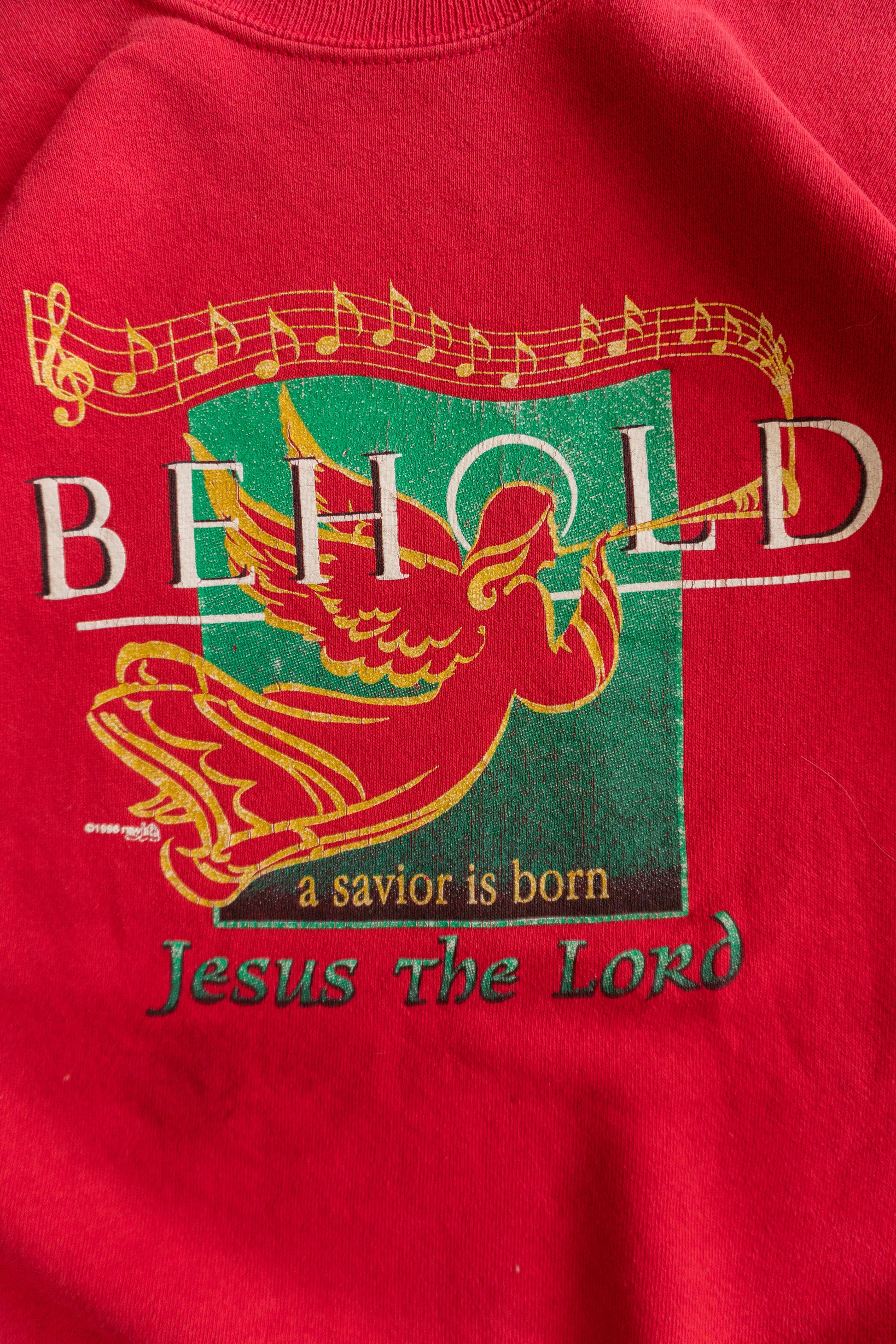 (L) 90’S VINTAGE JESUS THE LORD “BEHOLD A SAVIOUR IS BORN” CREWNECK
