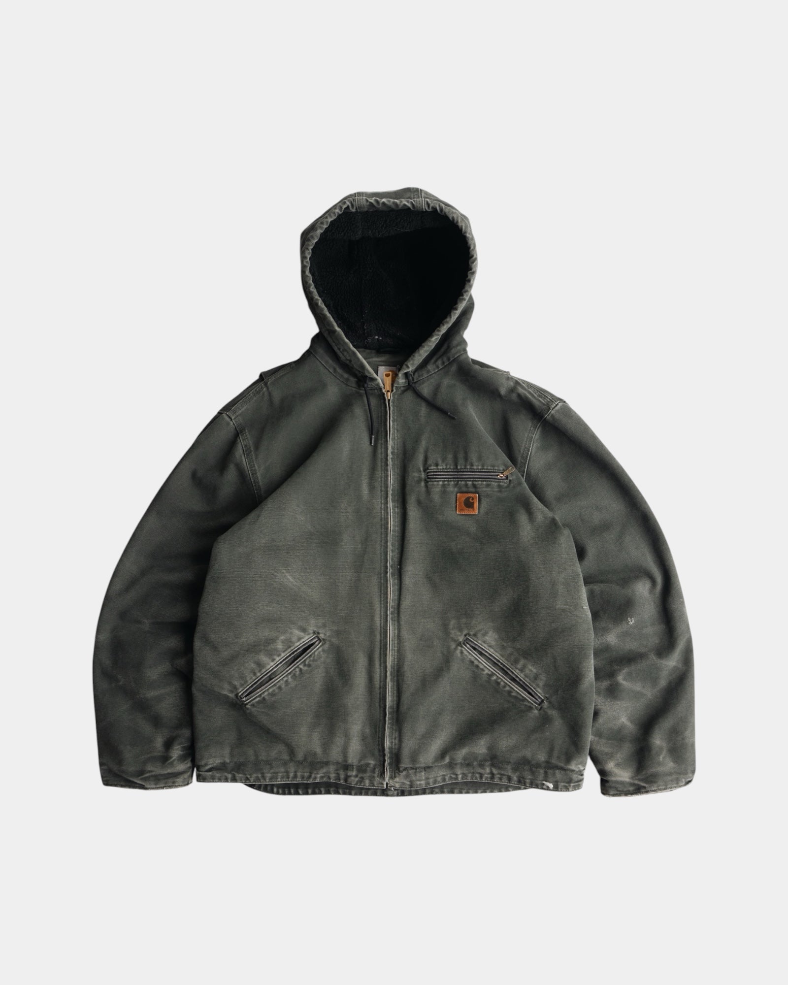 (XL) VINTAGE CARHARTT J141 ACTIVE WASHED DUCK CANVAS SHERPA LINED JACKET