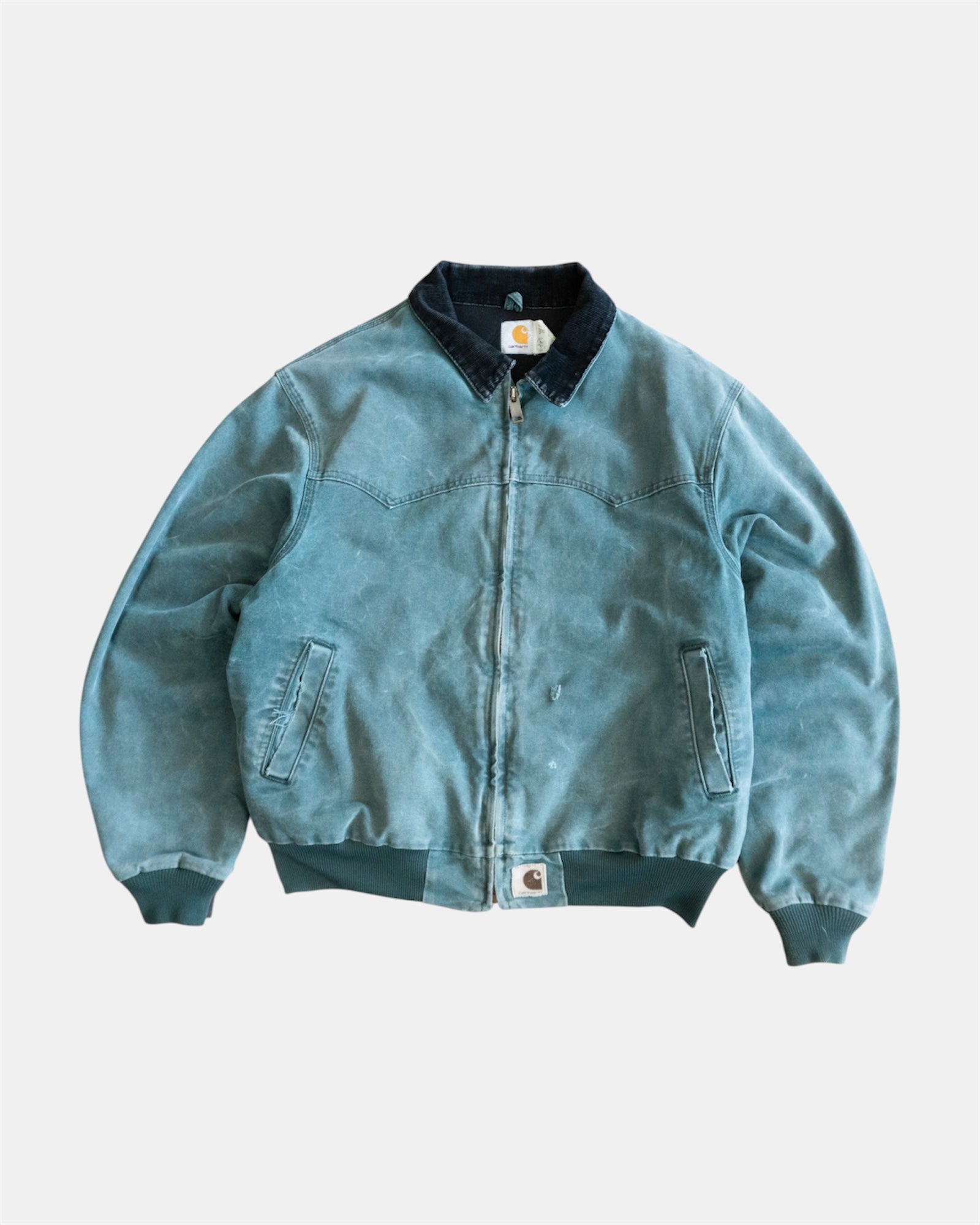 (L/XL) VINTAGE CARHARTT SANTA FE J14 GREEN FADED JACKET