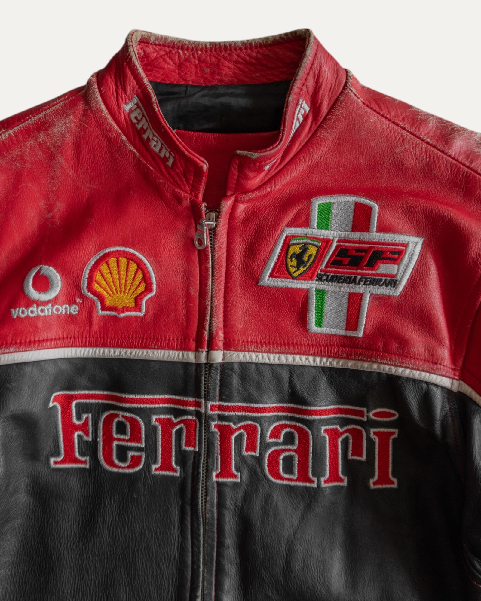(M) 1990’S VINTAGE FERRARI RACING LEATHER JACKET