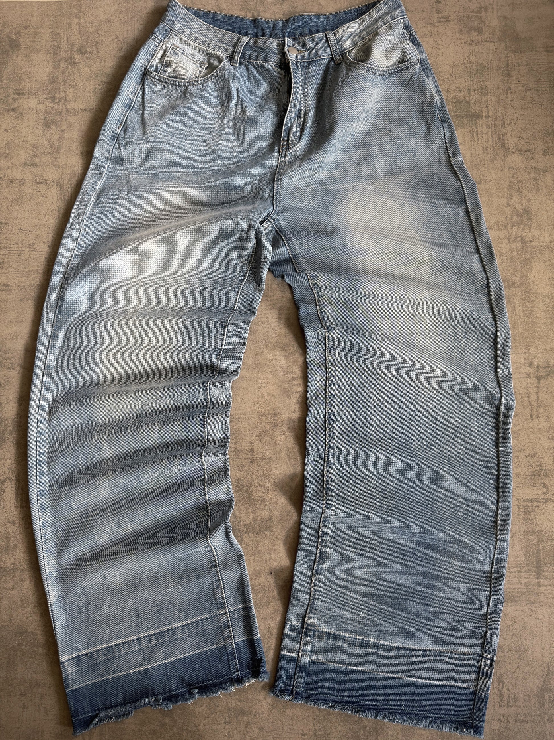 DENIM WASHED BAGGY WIDE LEG JEANS - 32x34