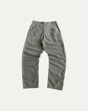 VINTAGE CARHARTT OLIVE GREEN FADED PANTS - 32x30
