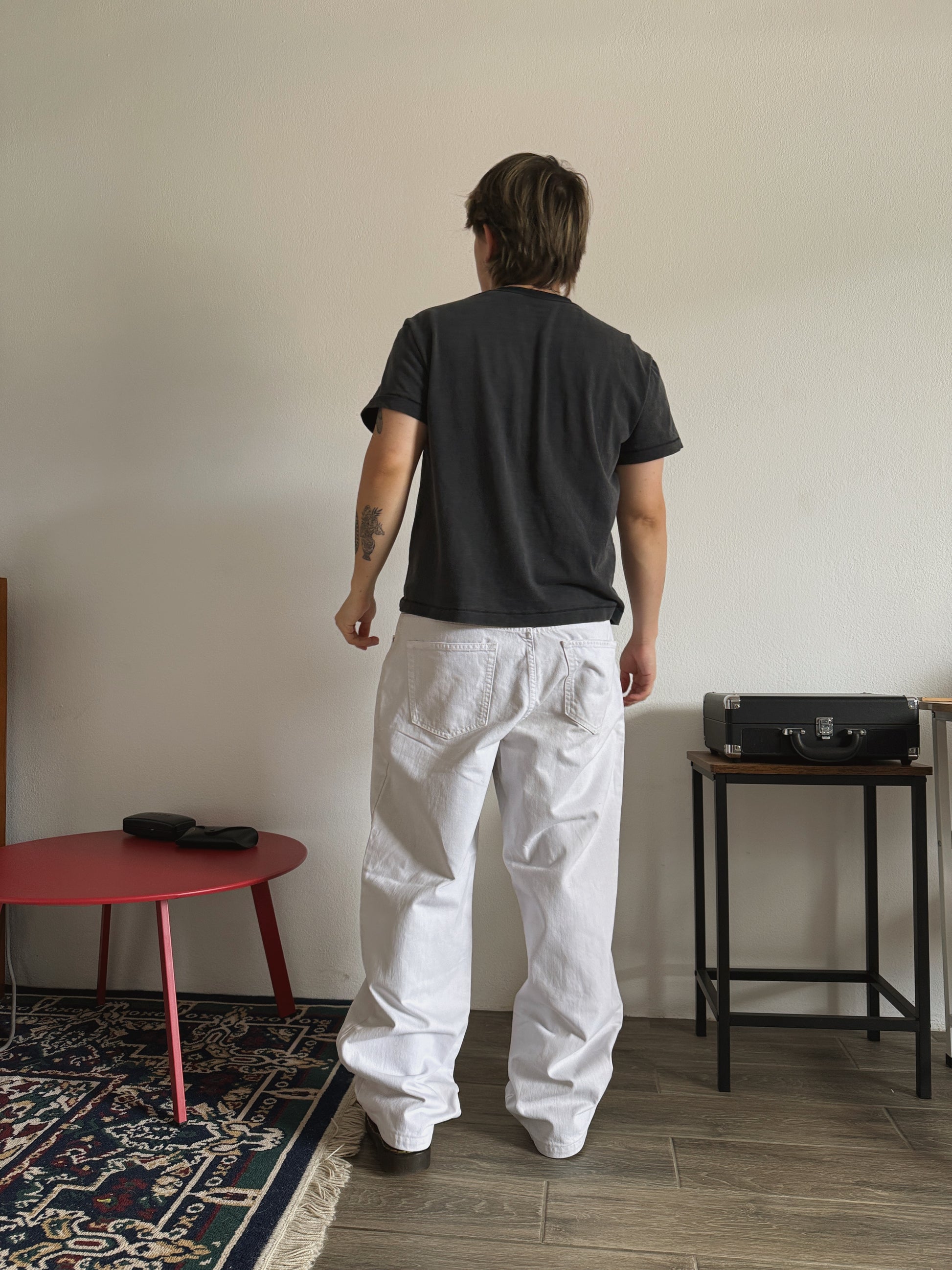 STUSSY WHITE BAGGY PANTS - 34x32
