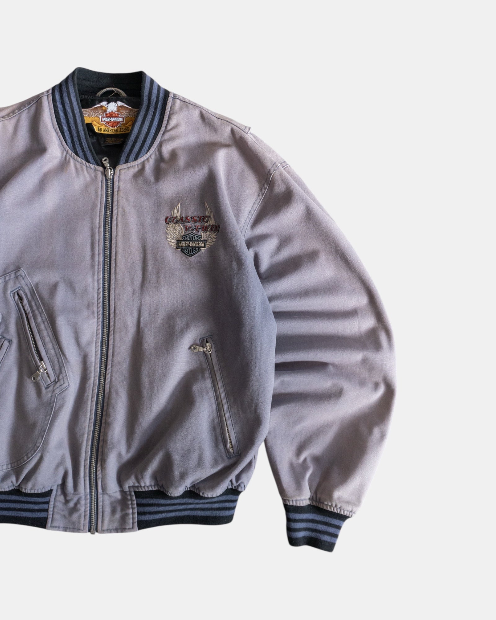 (L) 90’S VINTAGE HARLEY DAVIDSON FADED D-POCKET BOMBER JACKET