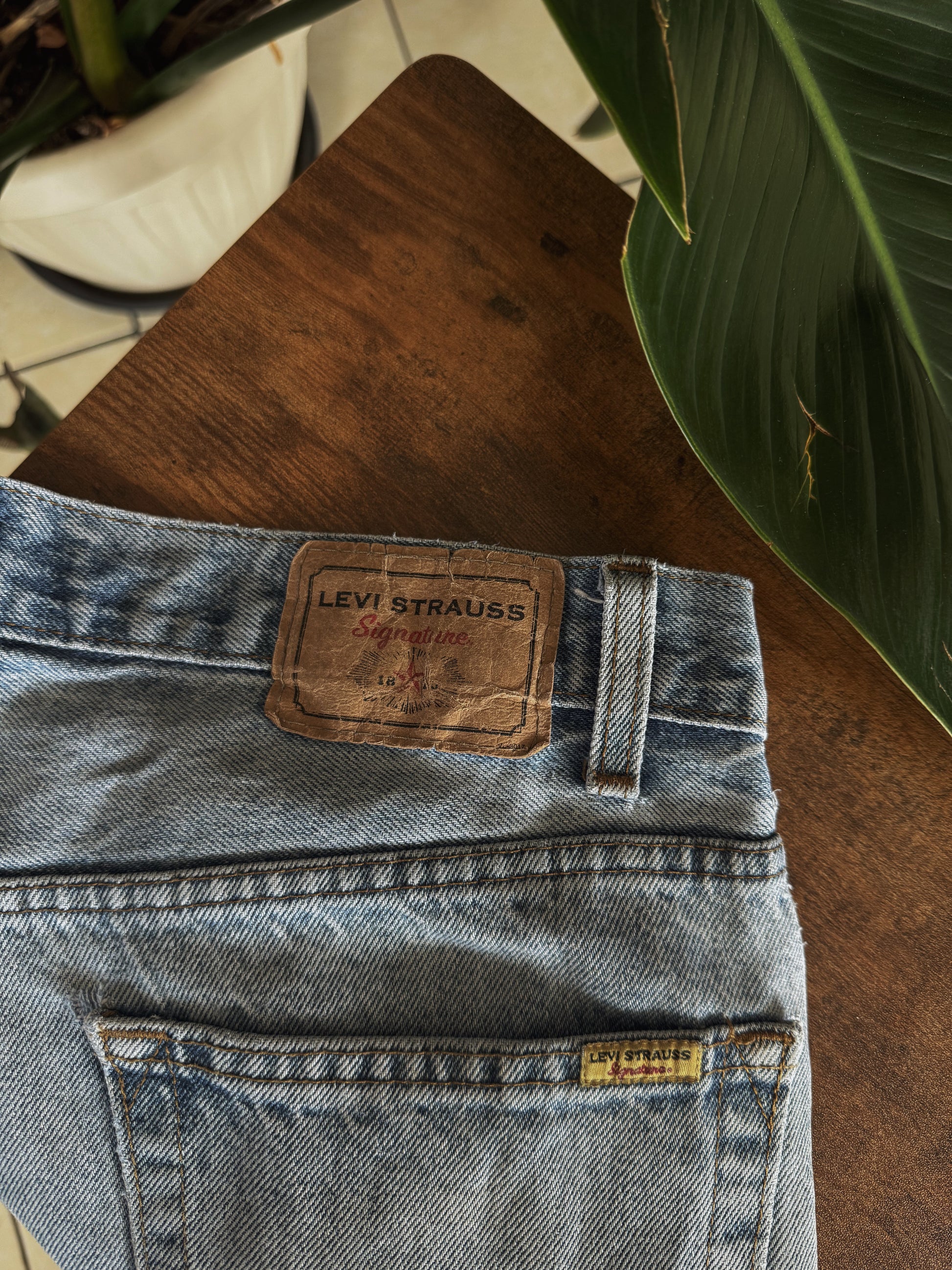 VINTAGE LEVIS STRAUSS WASHED DENIM PANTS - 36x30