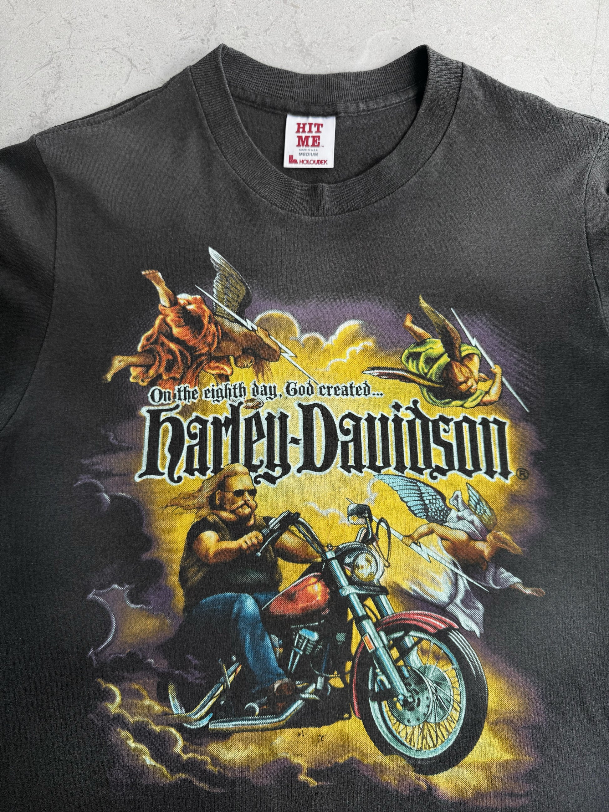 (M/S) 80’S VINTAGE HARLEH DAVIDSON “ON THE EIGHTH DAY GOD CREATED” TEE