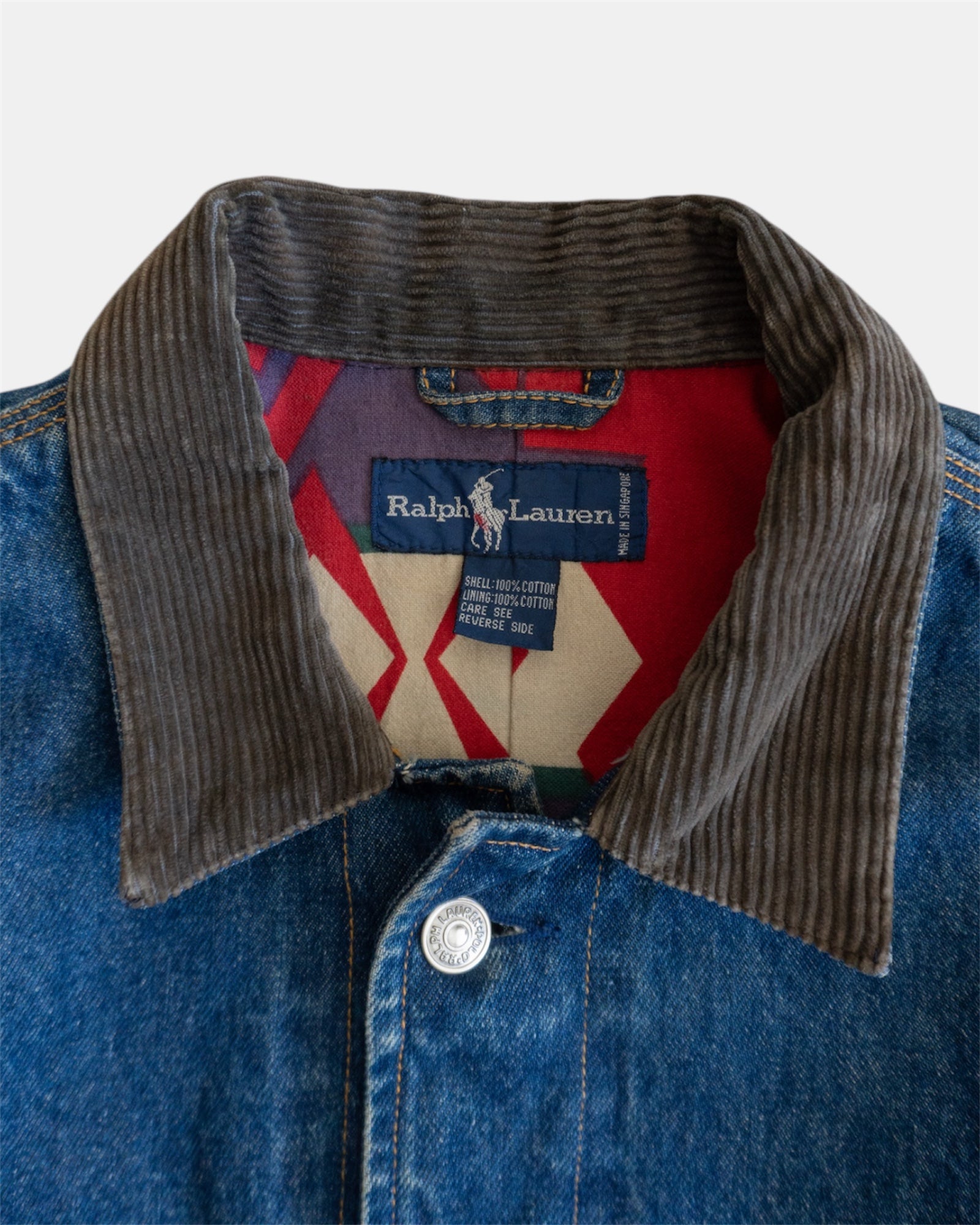 (M) 1990’S RARE PIECE VINTAGE RALPH LAUREN  DENIM AZTEC JACKET