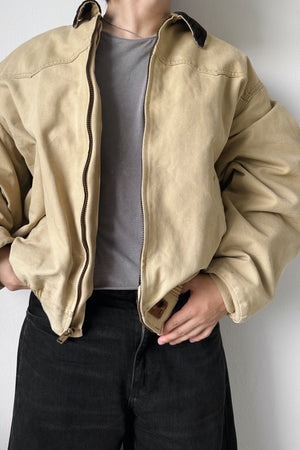 (XL) VINTAGE CARHARTT FADED CREAM SANTA FE JACKET