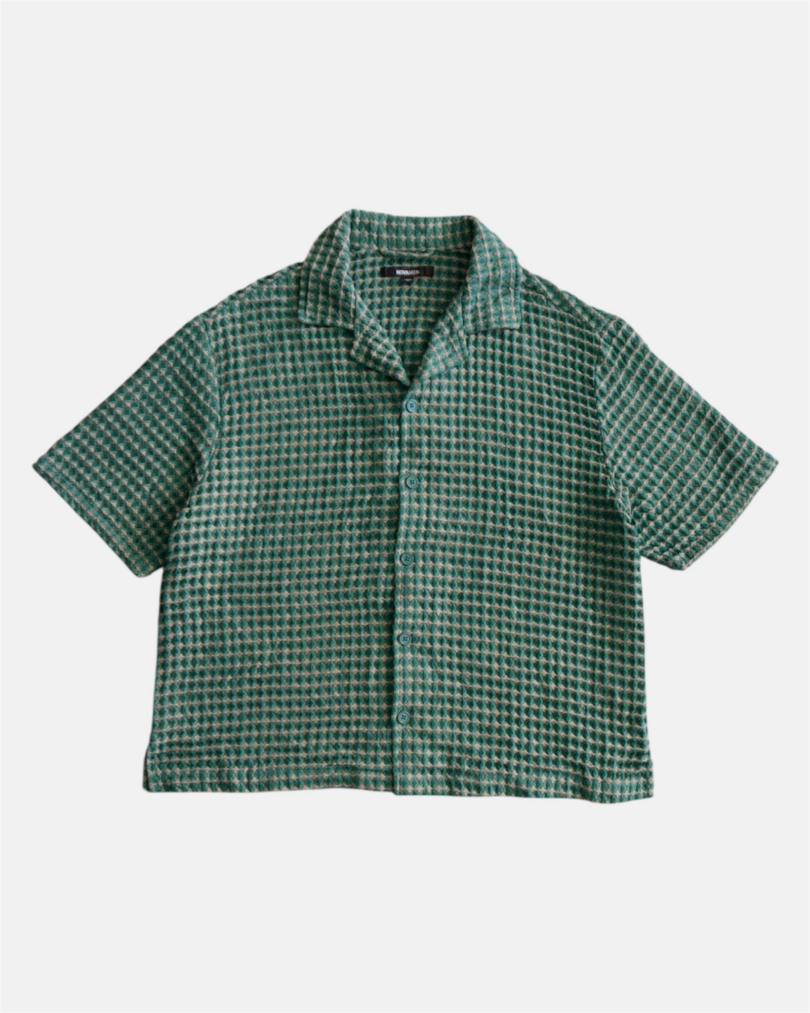 (BOXY L) GREEN TEXTURED SHIRT
