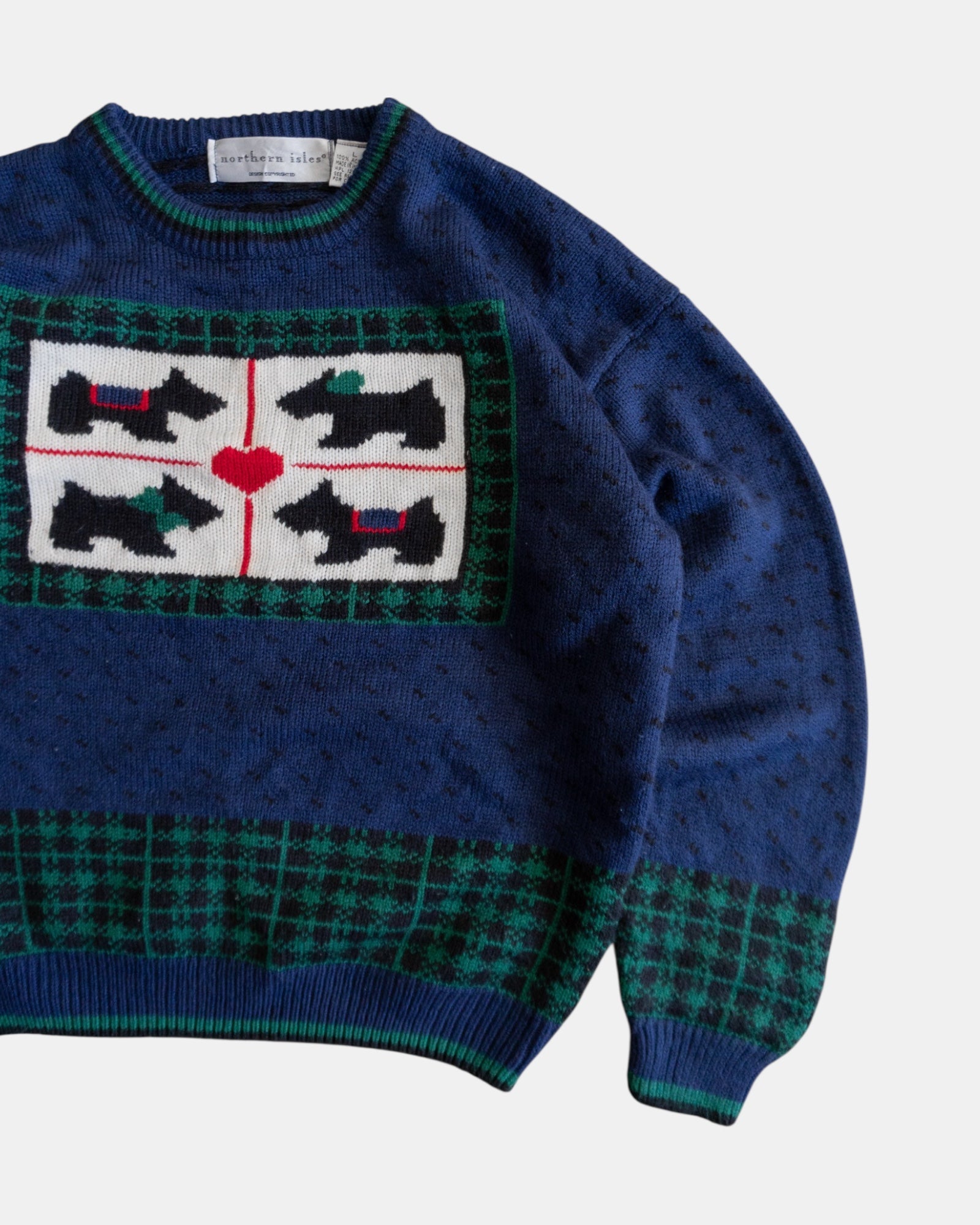 (FIT S) VINTAGE NORTHEN ISLES SCOTTIE DOG SWEATER