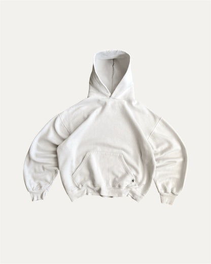 (BOXY L) 2000’S VINTAGE RUSSELL WHITE BLANK HOODIE