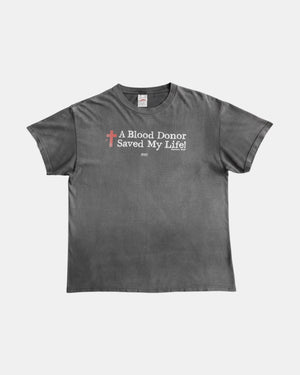 (L) 2000’S VINTAGE “A BLOOD DONOR SAVED MY LIFE” KERUSSO FADED JESÚS TEE