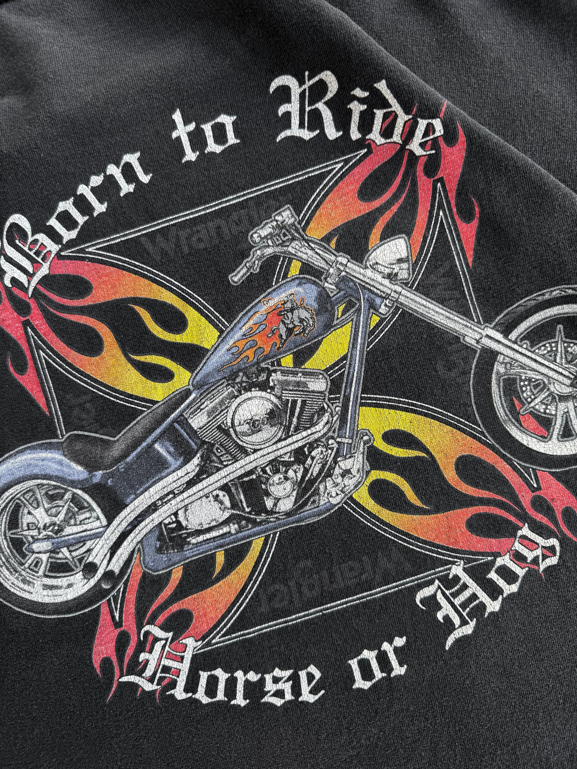 (L) 00’S VINTAGE WRANGLER RIDE FLAMES TEE