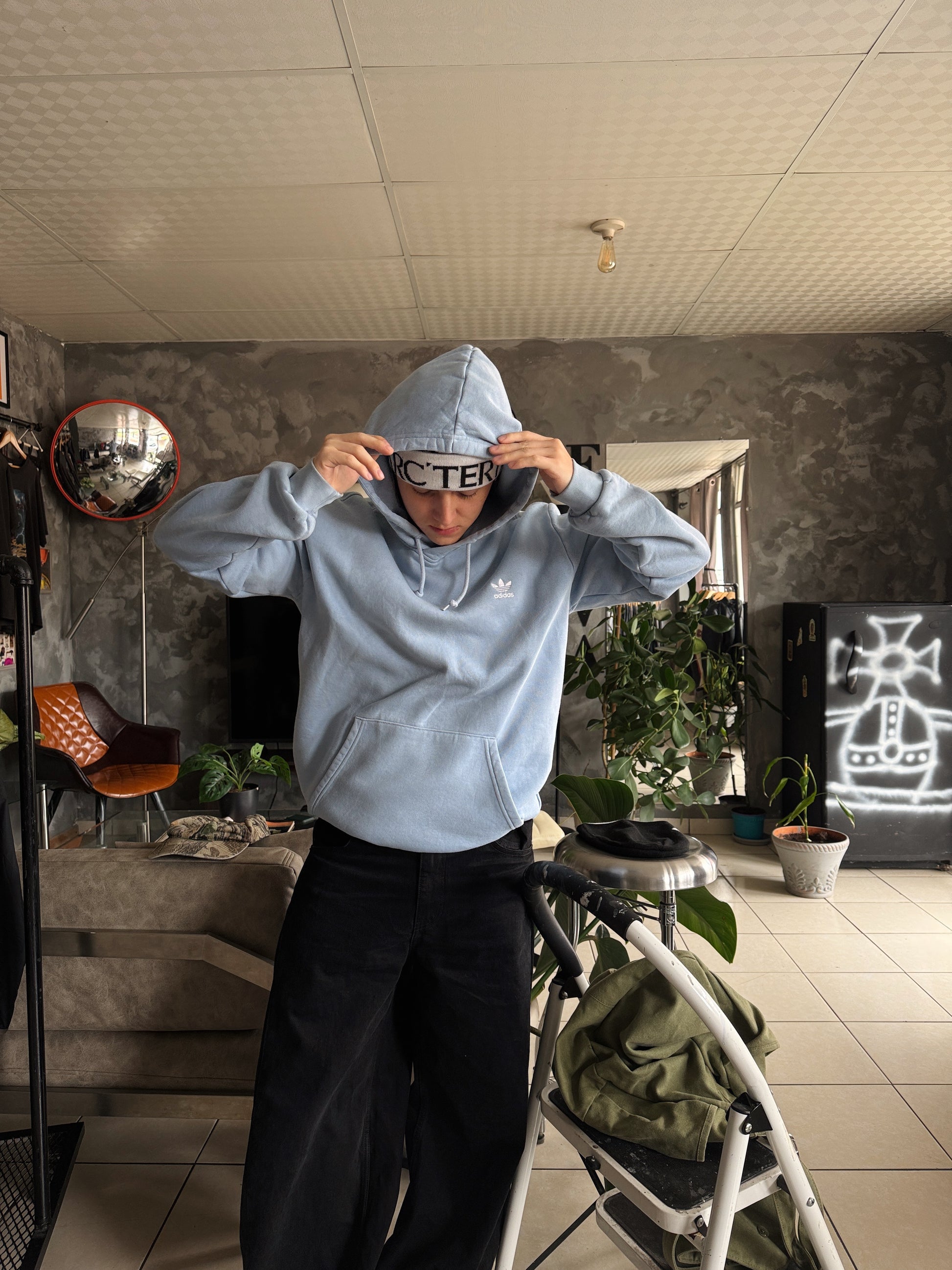 (L) ADIDAS SKY BLUE HOODIE