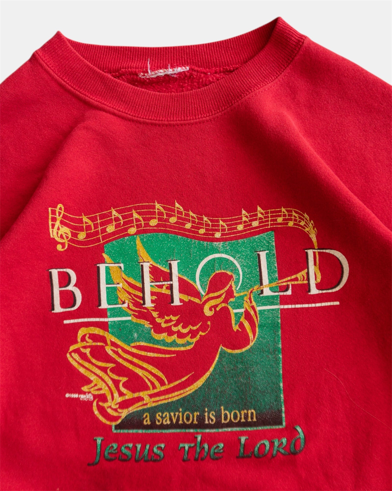 (L) 90’S VINTAGE JESUS THE LORD “BEHOLD A SAVIOUR IS BORN” CREWNECK