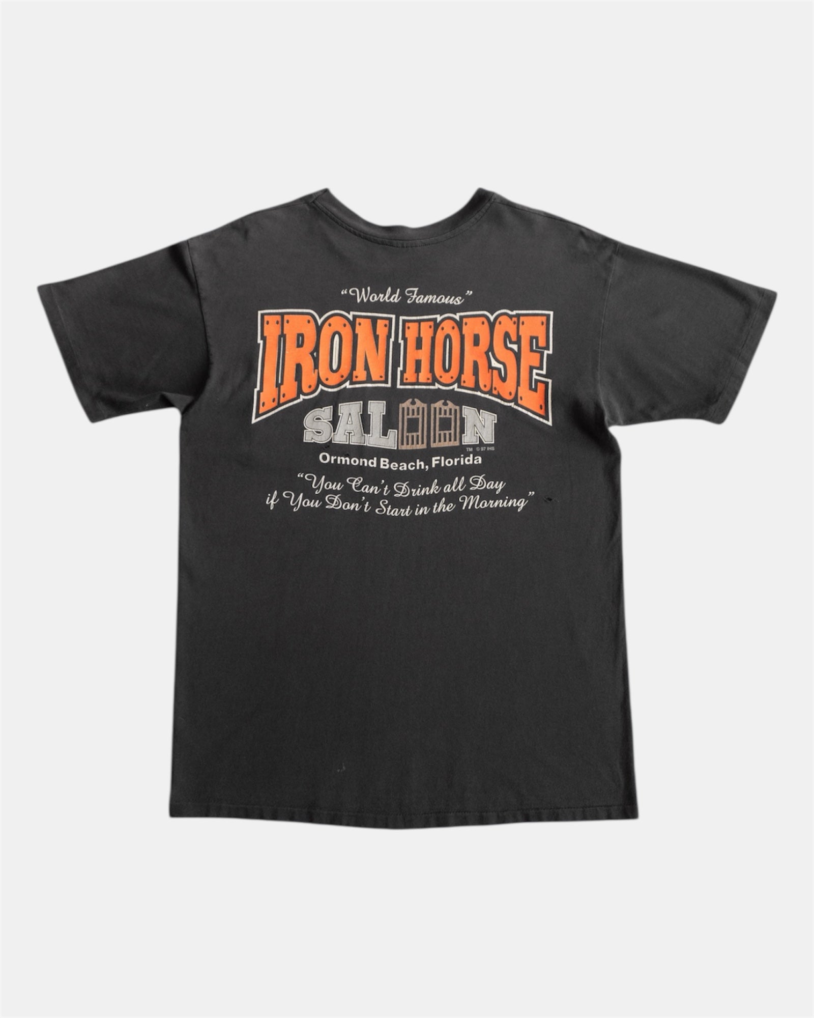 (L) 90’S VINTAGE IRON HORSE FADED POCKET TEE
